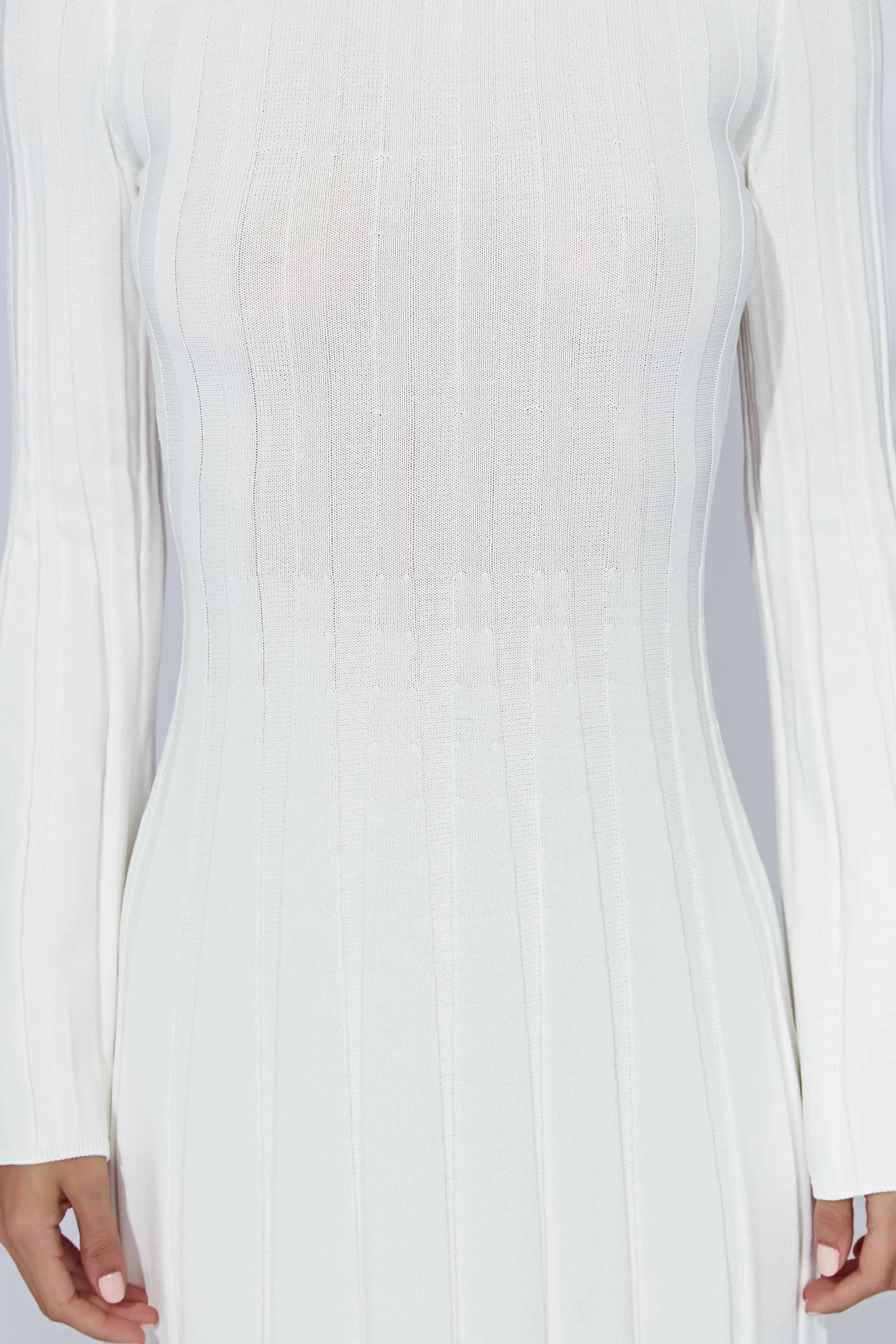 Juniper Flare Sleeve Knit Midi Dress - White sold by Meshki product image thumbnail 5