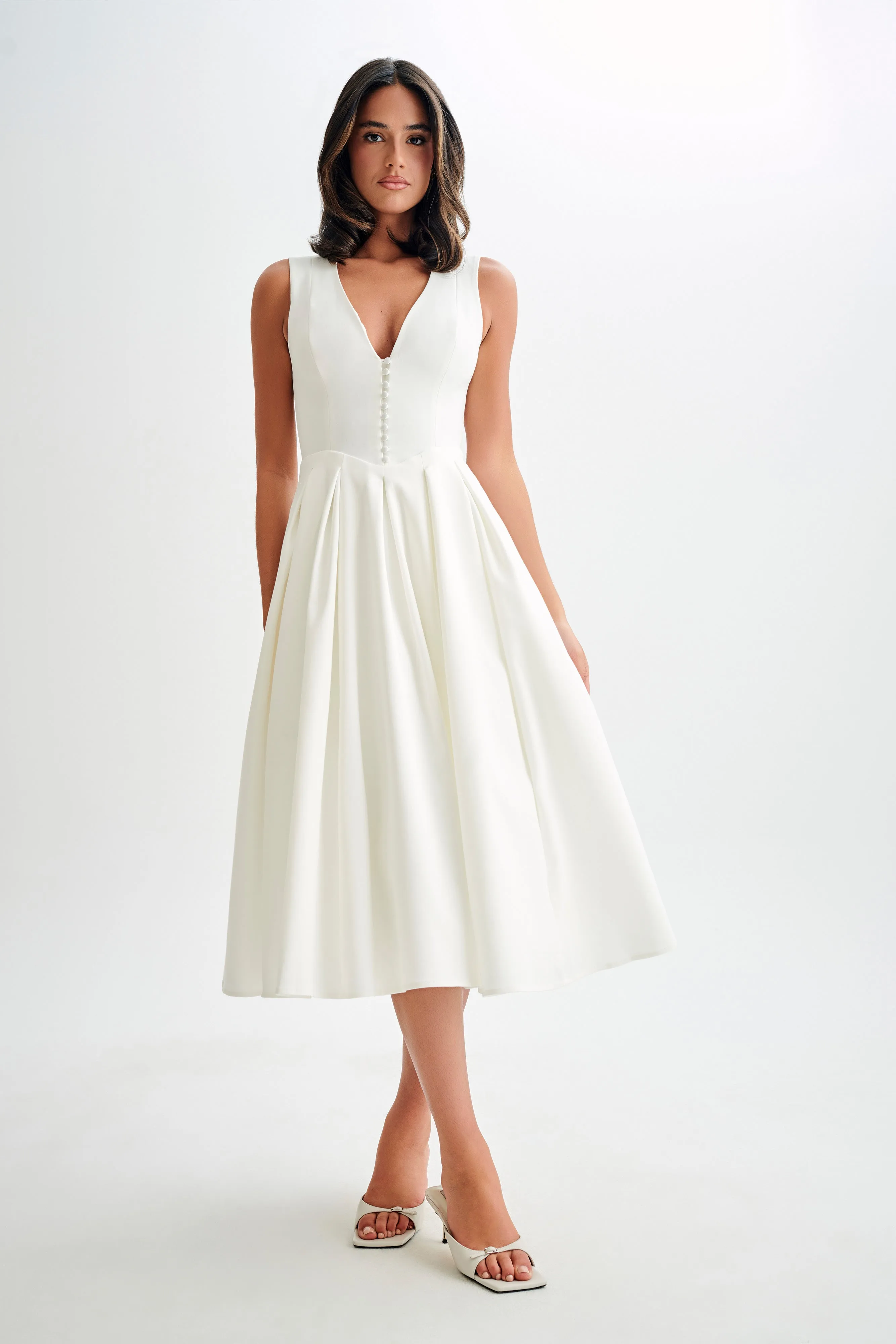 Keely Cotton Sleeveless Midi Dress - White sold by Meshki product image thumbnail 2