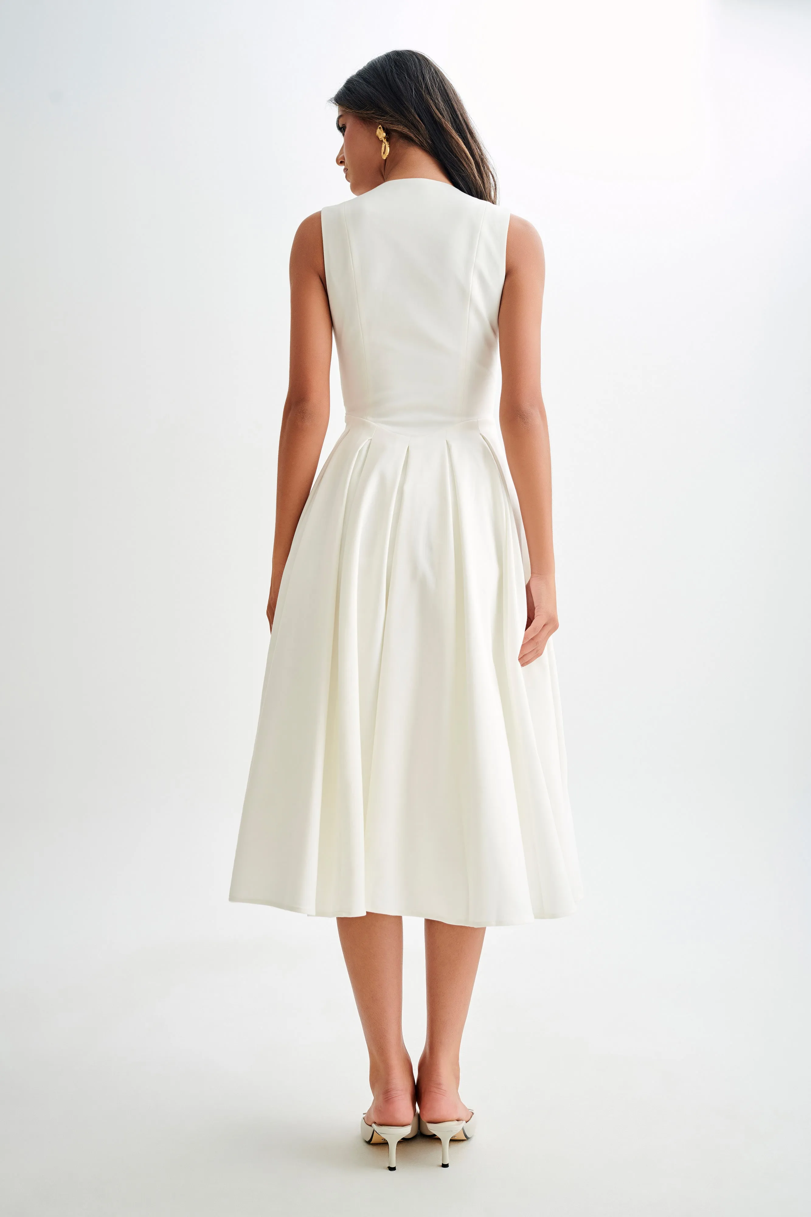 Keely Cotton Sleeveless Midi Dress - White sold by Meshki product image thumbnail 3