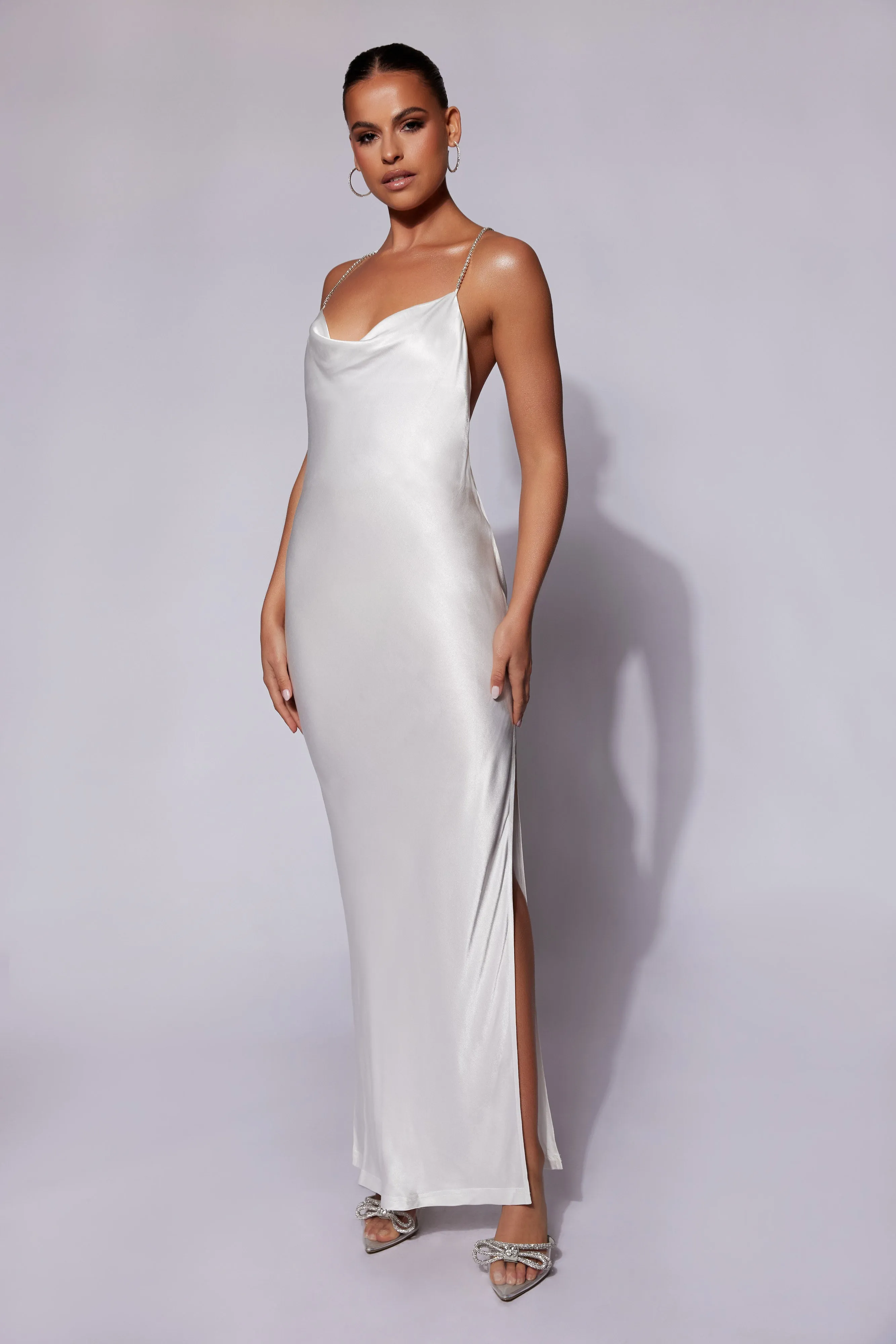 Sera Diamante Maxi Dress With Low Back - White sold by Meshki product image thumbnail 2