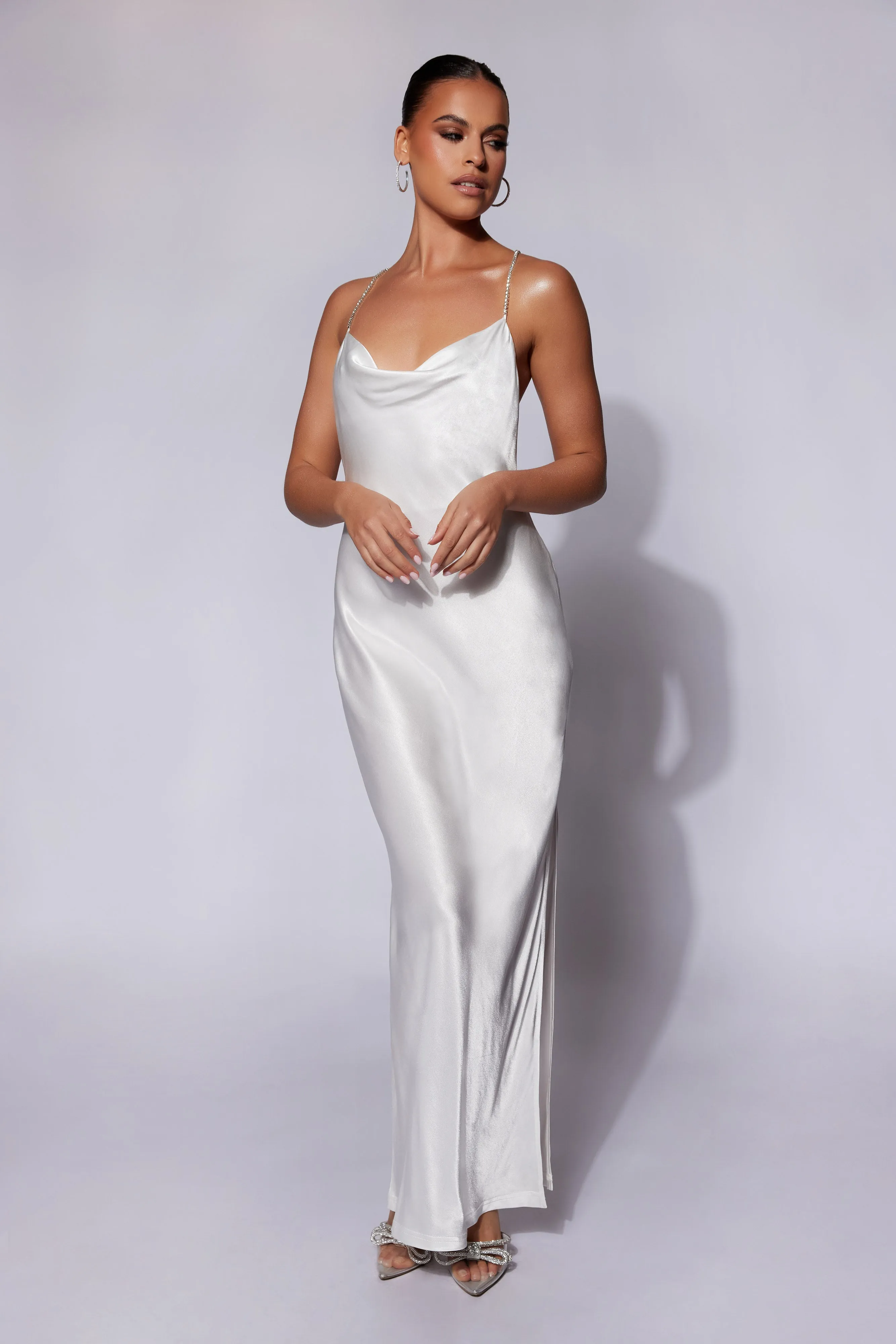 Sera Diamante Maxi Dress With Low Back - White sold by Meshki product image thumbnail 5