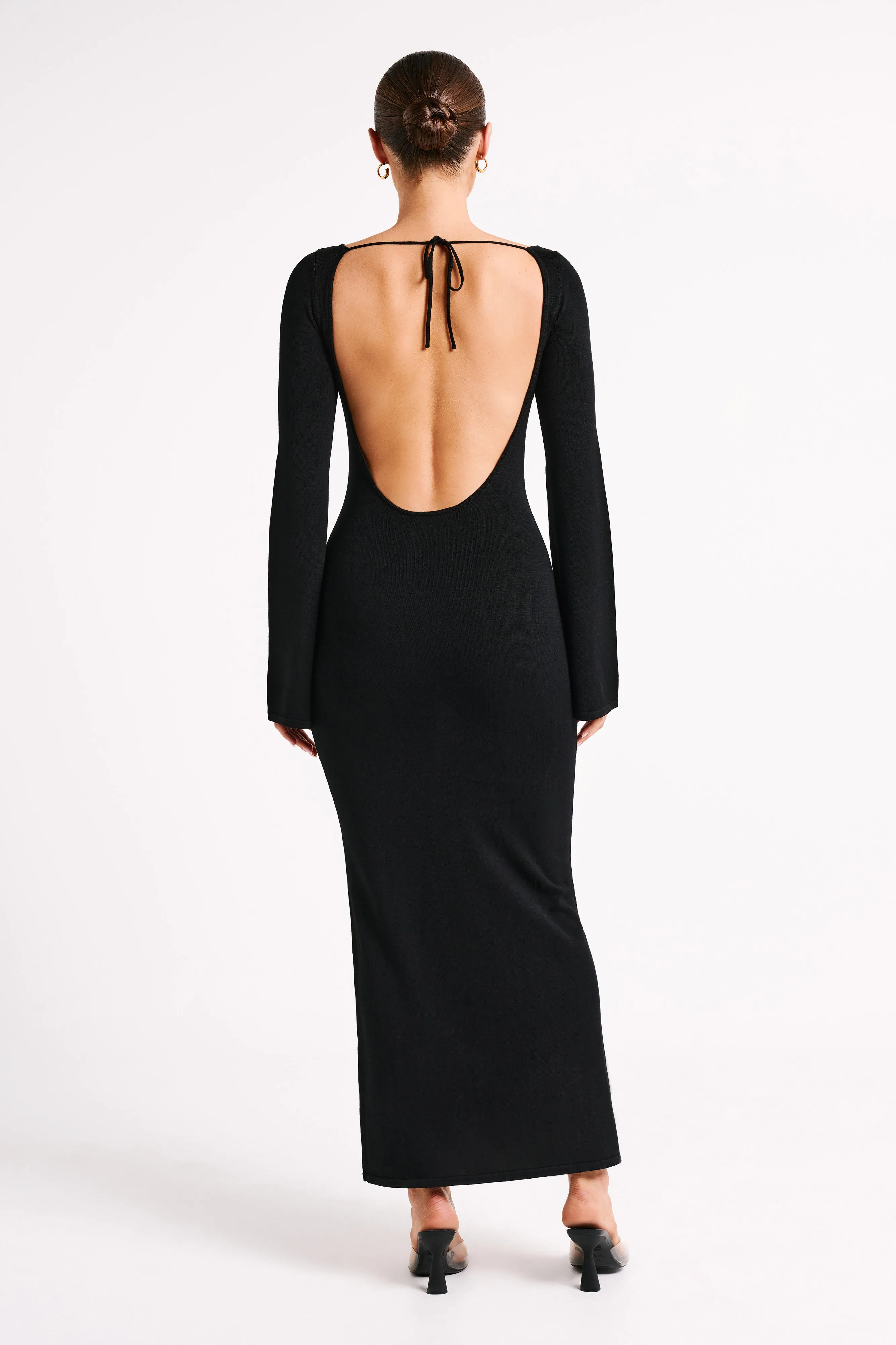 Marleigh Flare Sleeve Knit Maxi Dress - Black sold by Meshki product image thumbnail 2