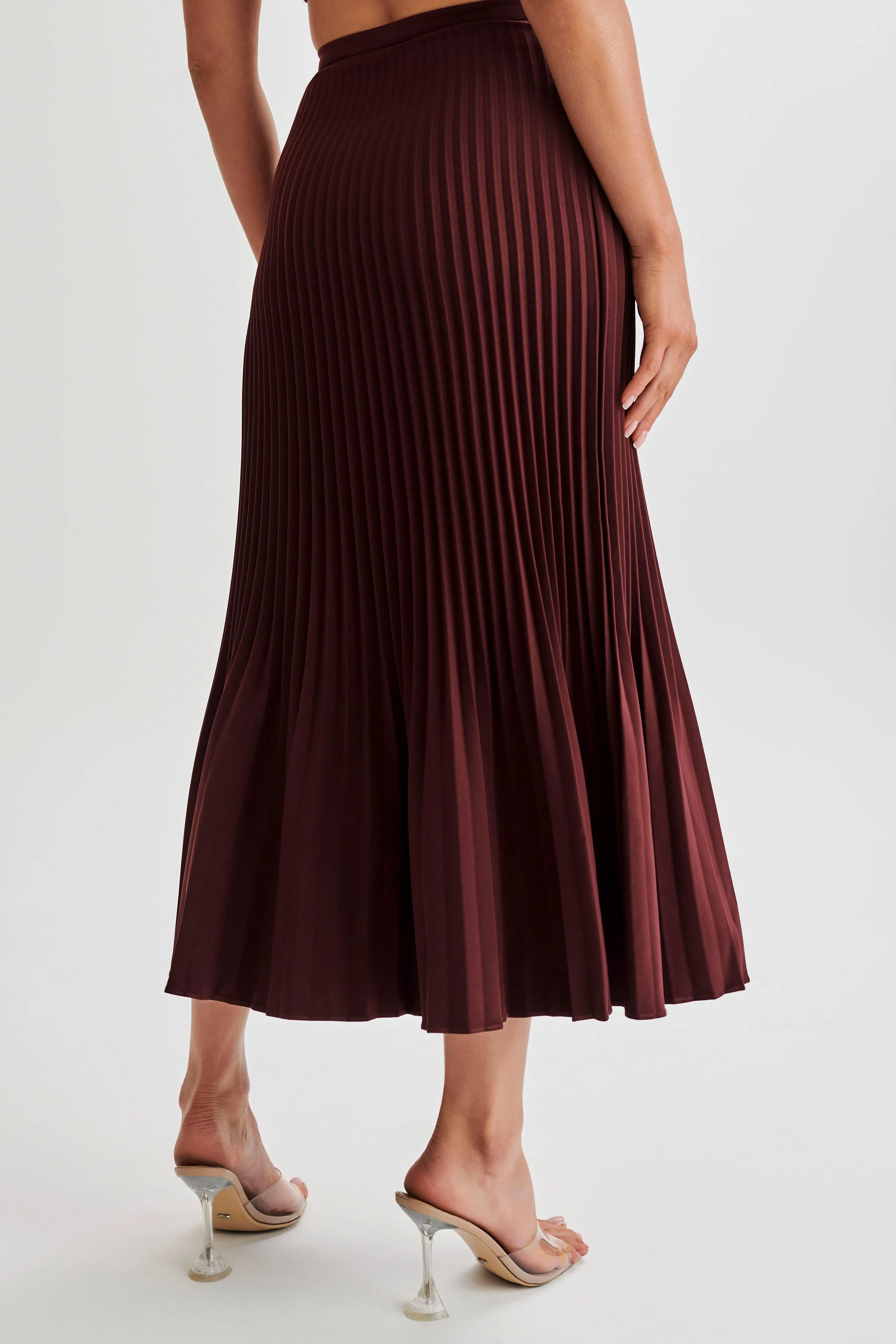 Twyla Pleated Suiting Maxi Skirt - Plum sold by Meshki
