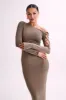 Gabby Tie Sleeve Slinky Maxi Dress - Coco sold by Meshki