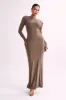 Gabby Tie Sleeve Slinky Maxi Dress - Coco sold by Meshki