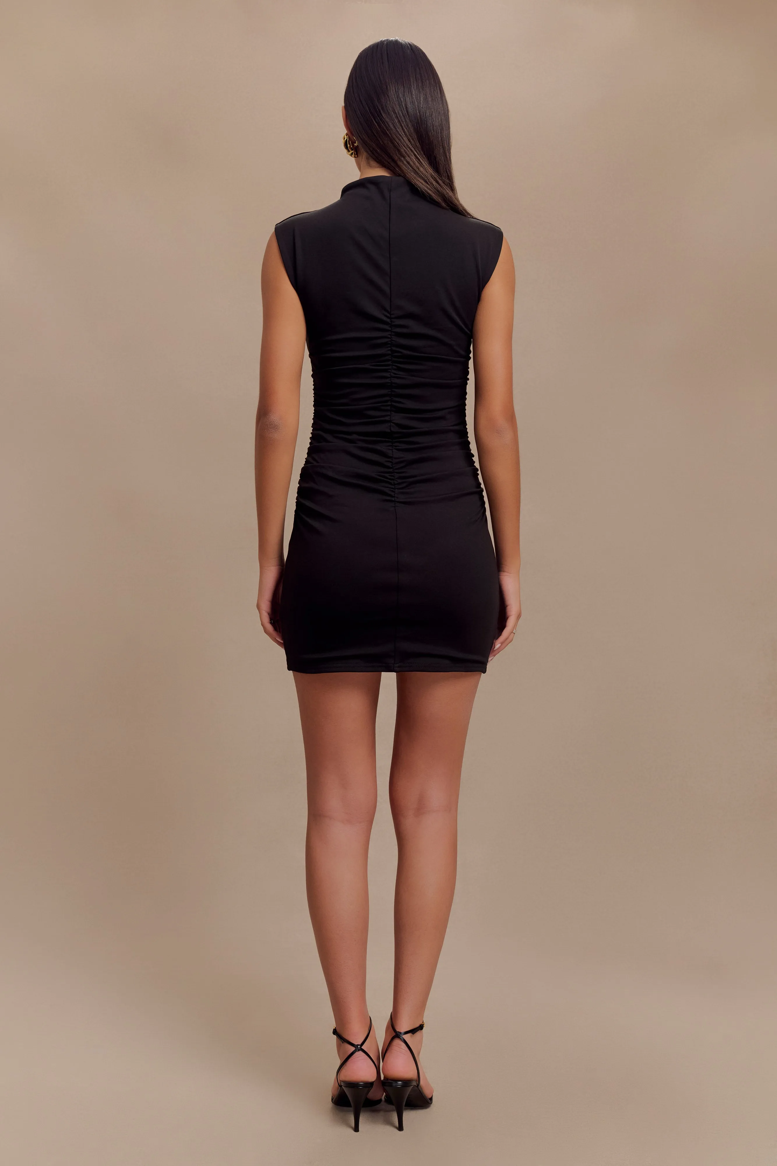 Elliot High Neck Sleeveless Mini Dress - Black sold by Meshki product image thumbnail 2