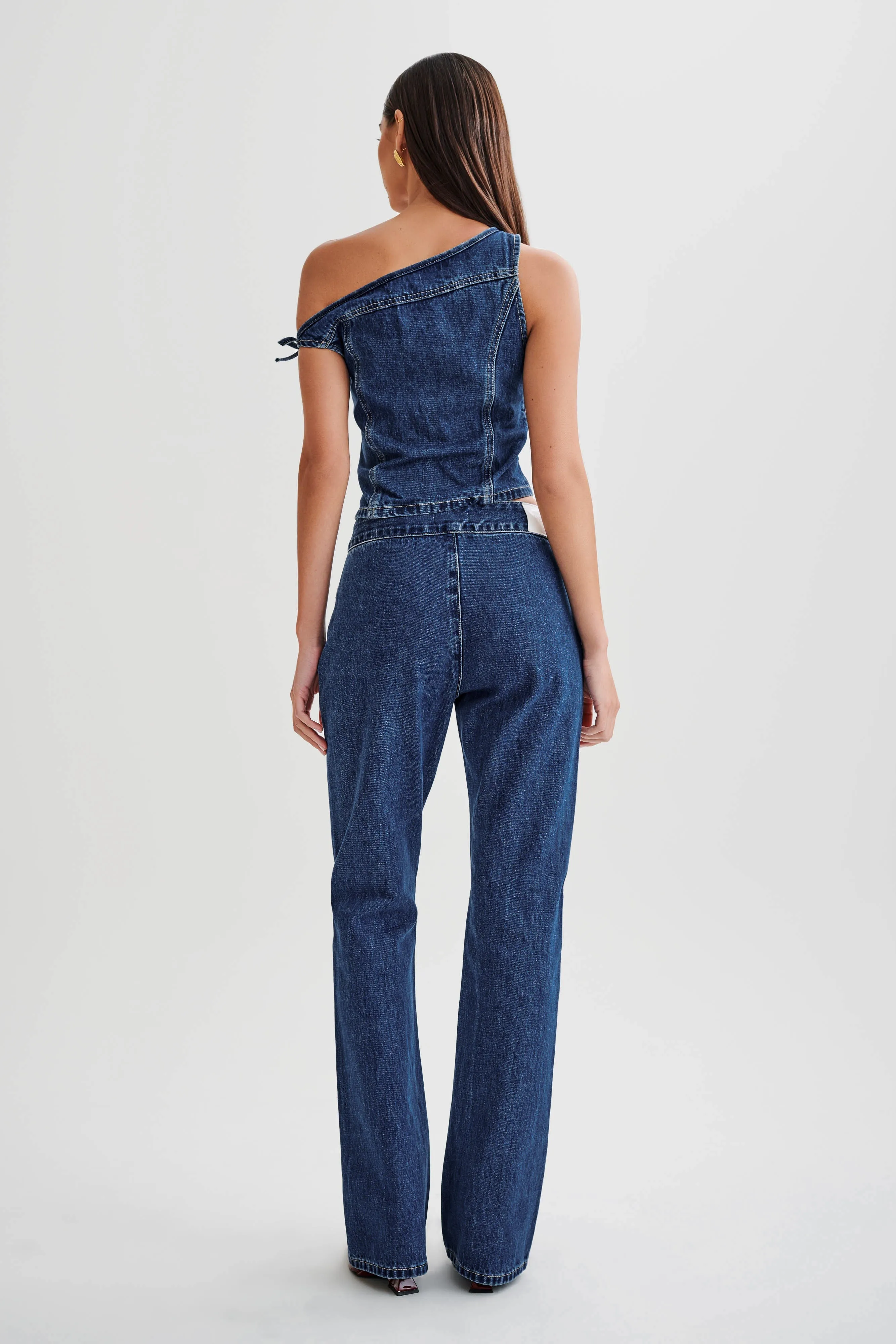 Romona Low Rise Buckle Denim Jean - Dark Blue sold by Meshki product image thumbnail 3