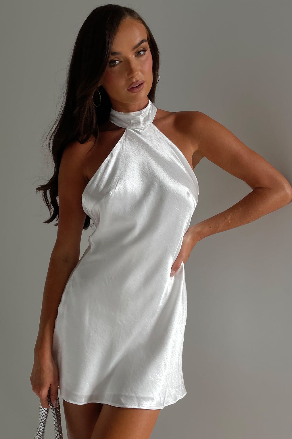 Cartia Bow Halter Mini Dress - White sold by Meshki product image thumbnail 2