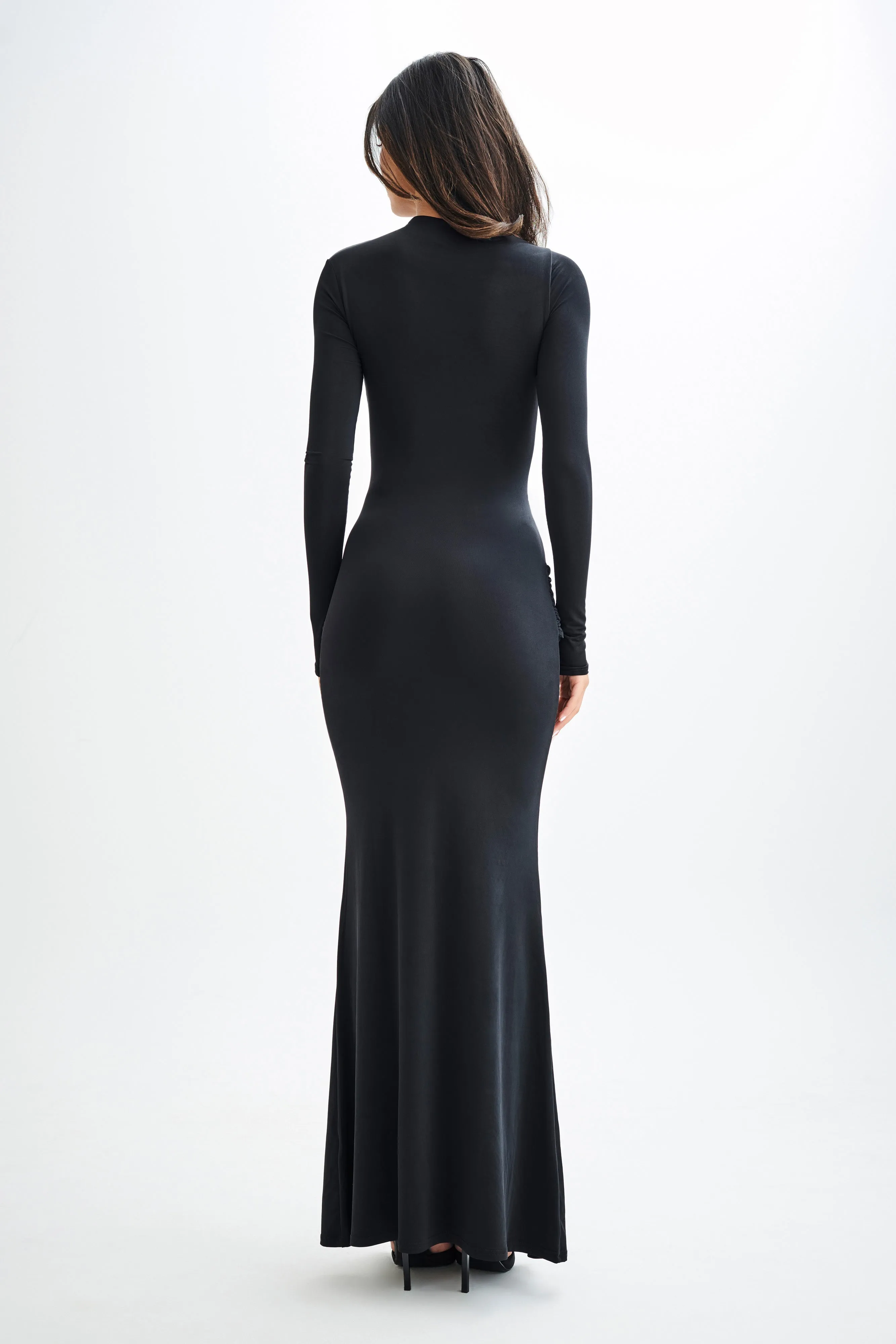 Halcyon Long Sleeve Slinky Maxi Dress - Black sold by Meshki product image thumbnail 2