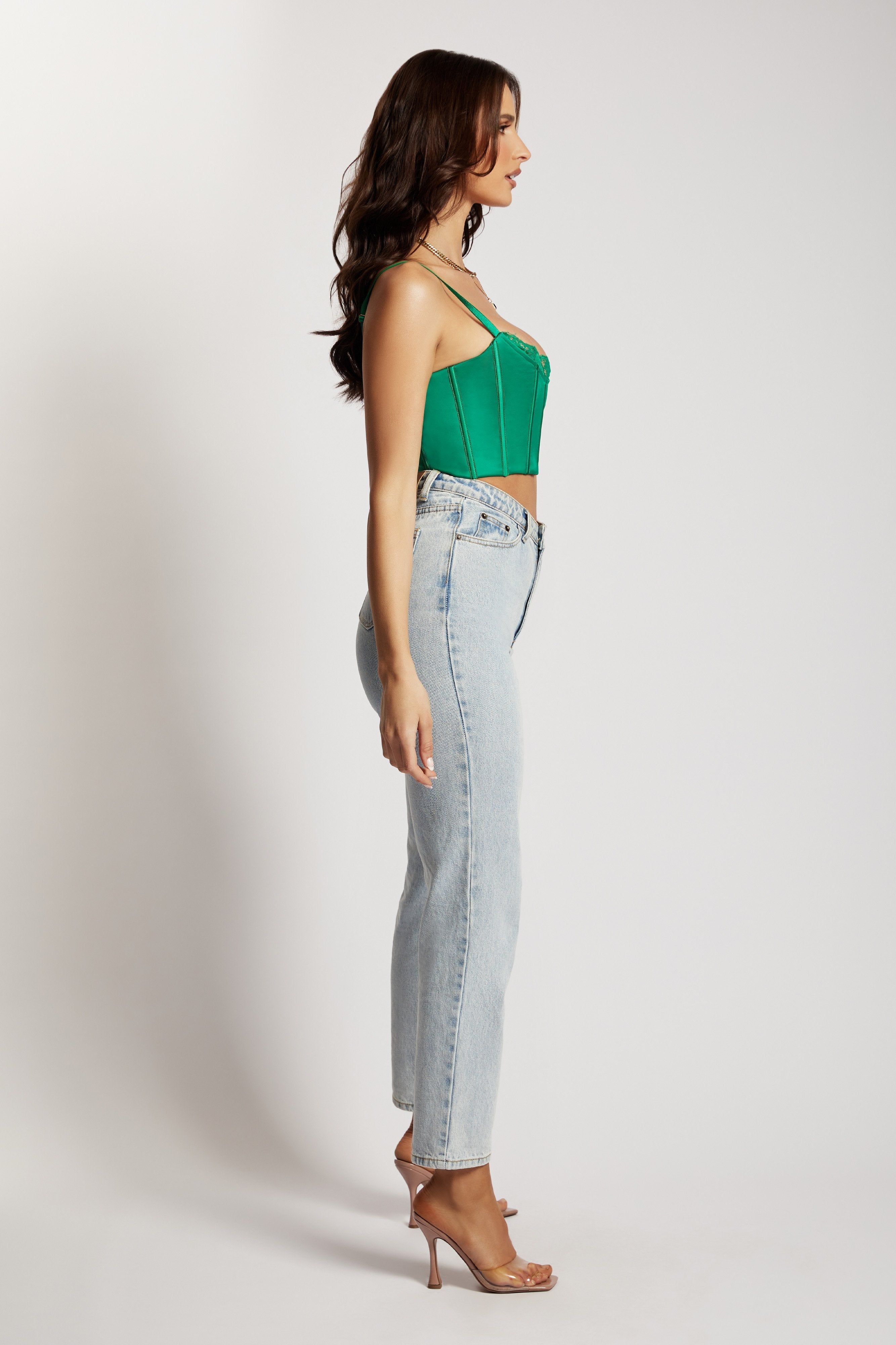 Lake Lace Cami Crop Top - Green sold by Meshki product image thumbnail 6