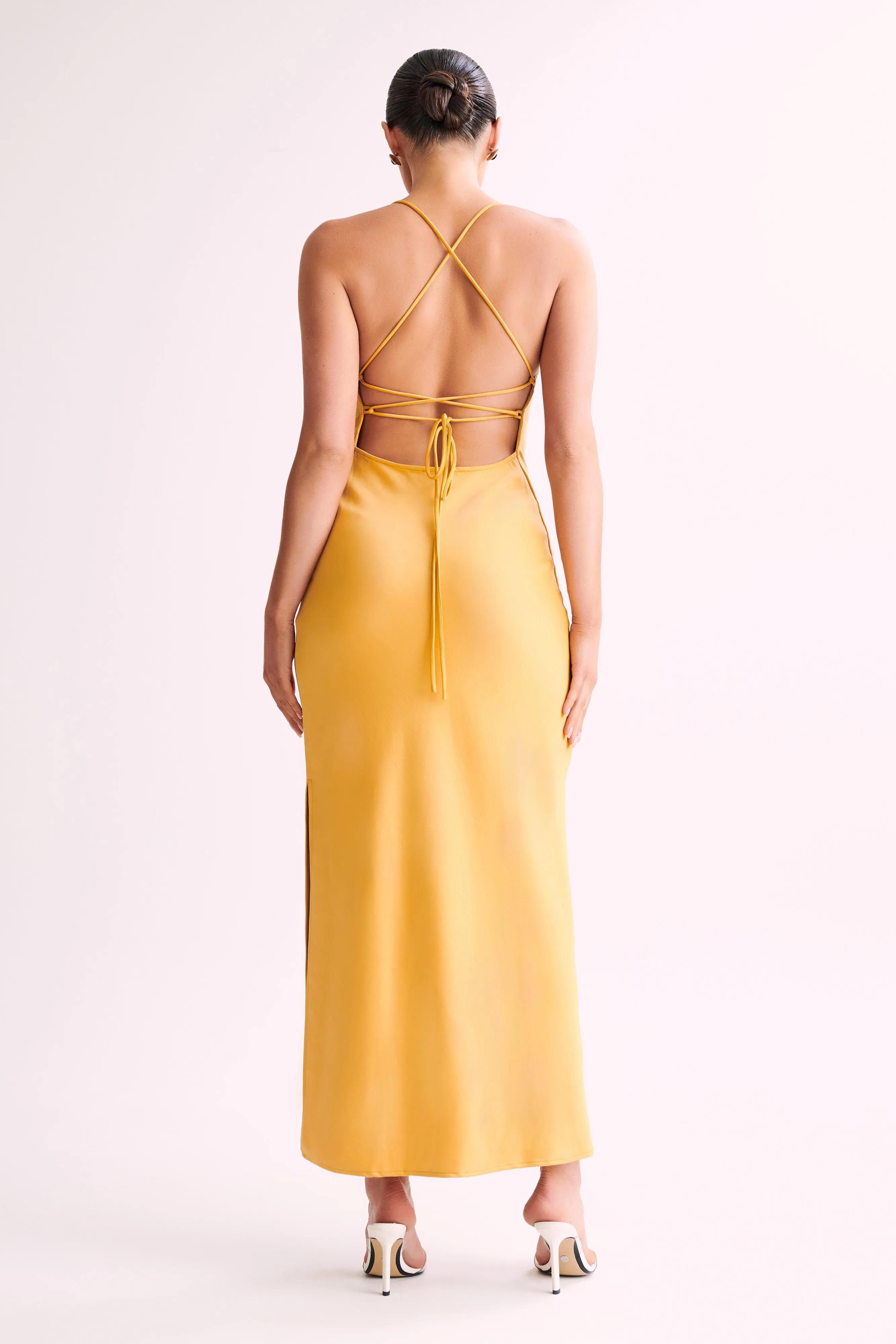 Sydney Straight Neck Slip Maxi Dress - Yellow sold by Meshki product image thumbnail 2