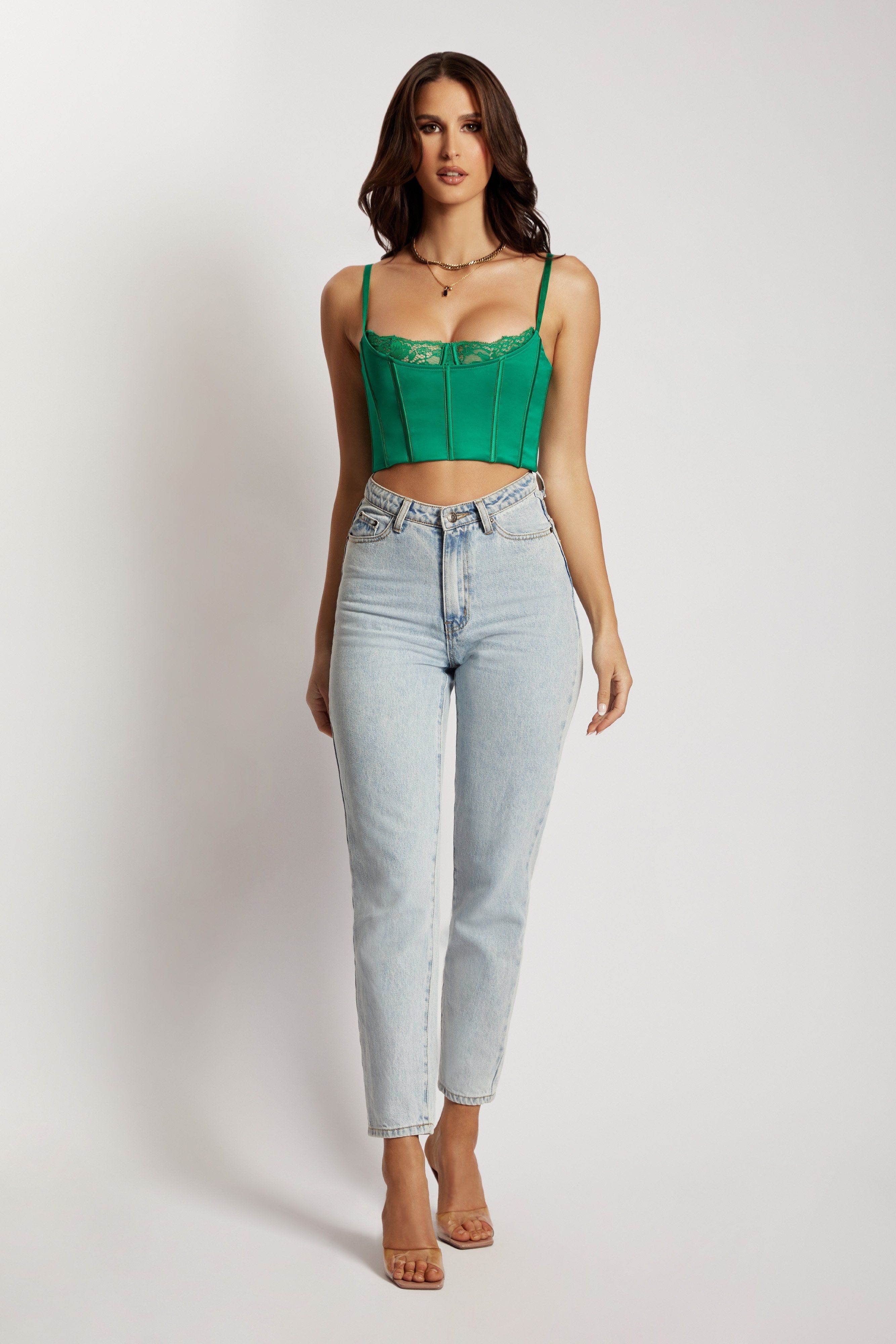 Lake Lace Cami Crop Top - Green sold by Meshki product image thumbnail 7