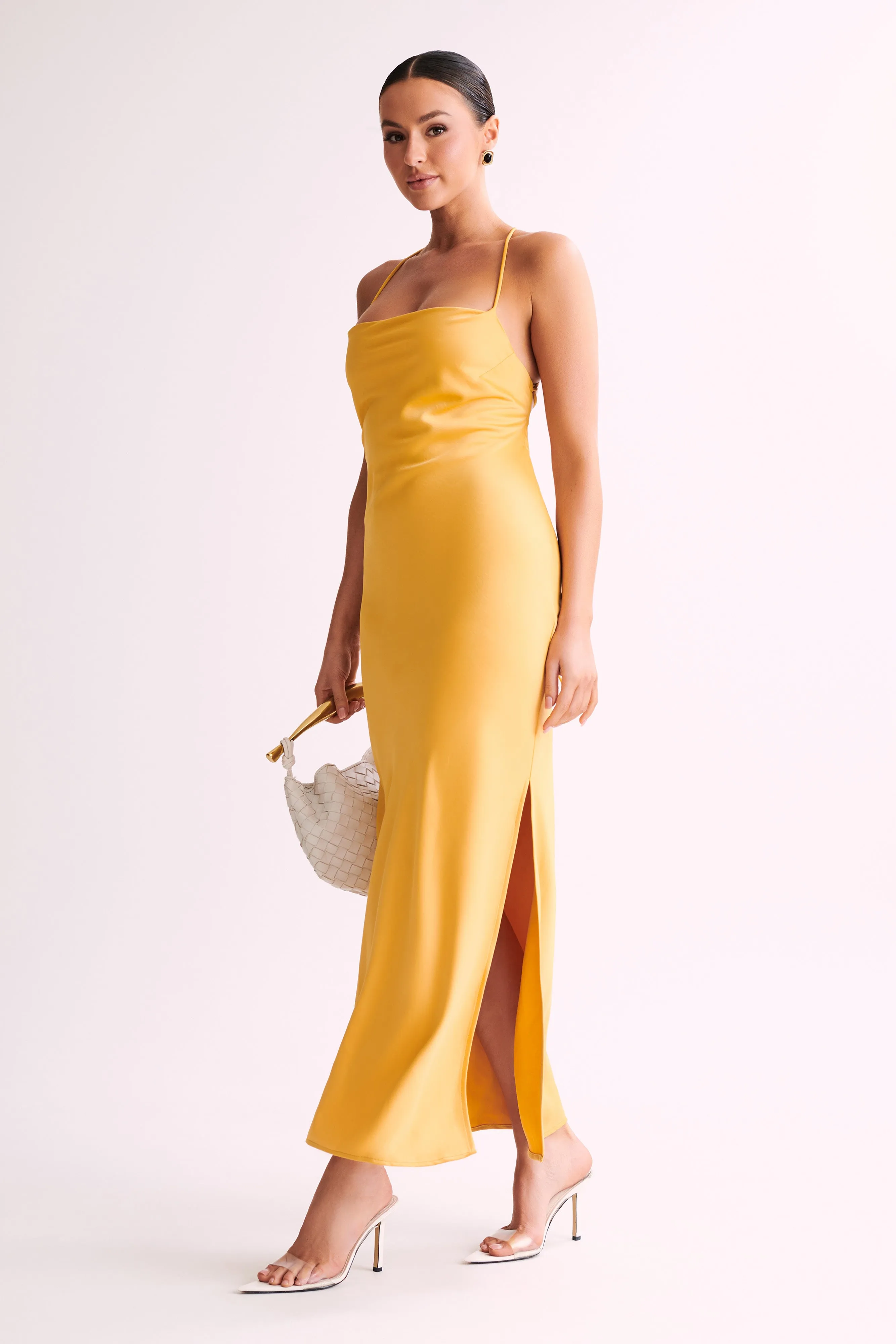 Sydney Straight Neck Slip Maxi Dress - Yellow sold by Meshki product image thumbnail 4