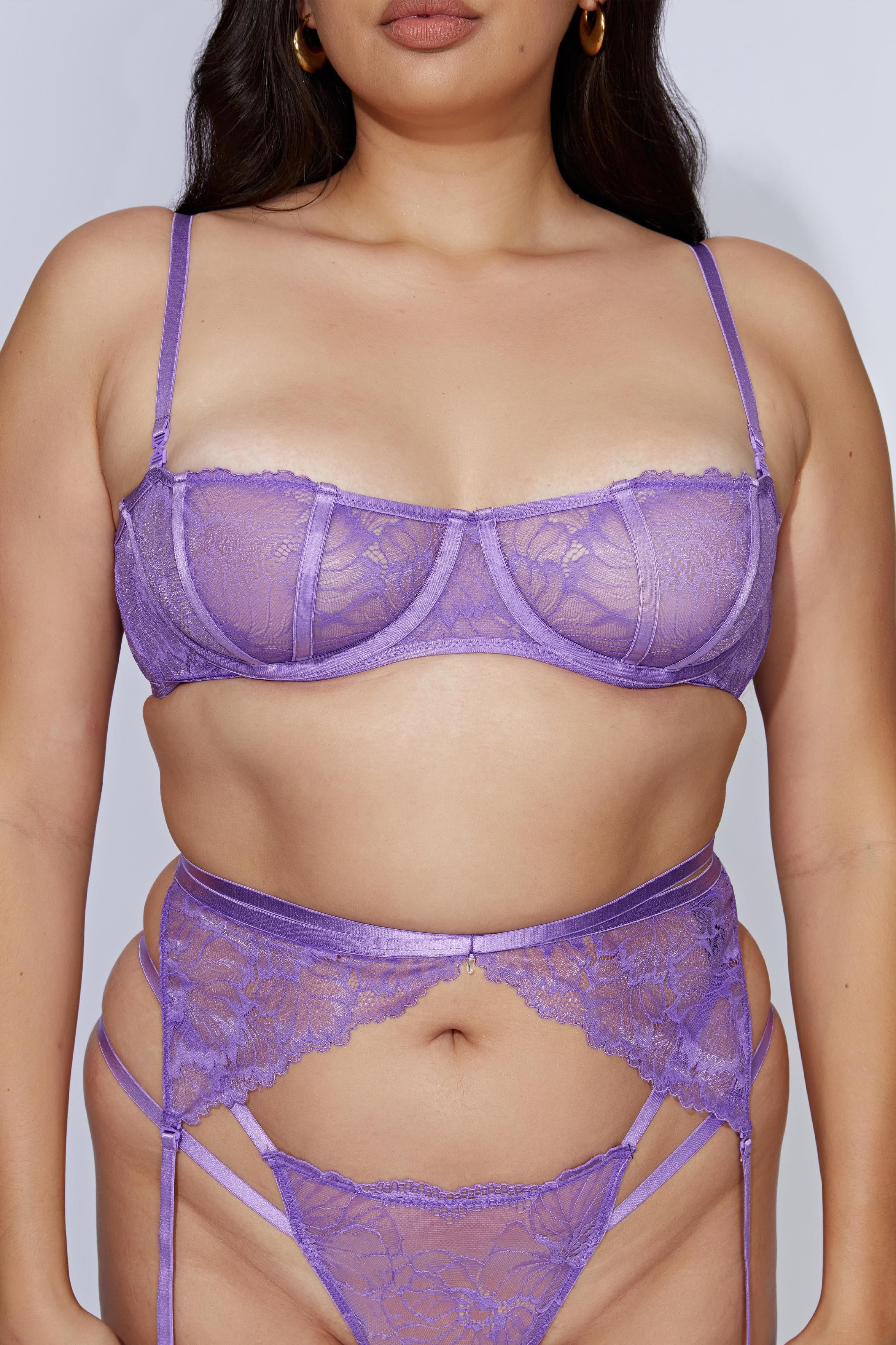 Marnie Lace Mesh Demi Bra - Grape sold by Meshki product image thumbnail 7