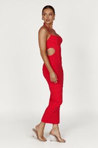 Morgan Halter Knit Midi Dress - Red sold by Meshki