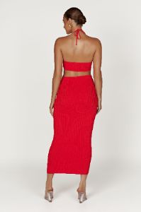 Morgan Halter Knit Midi Dress - Red sold by Meshki