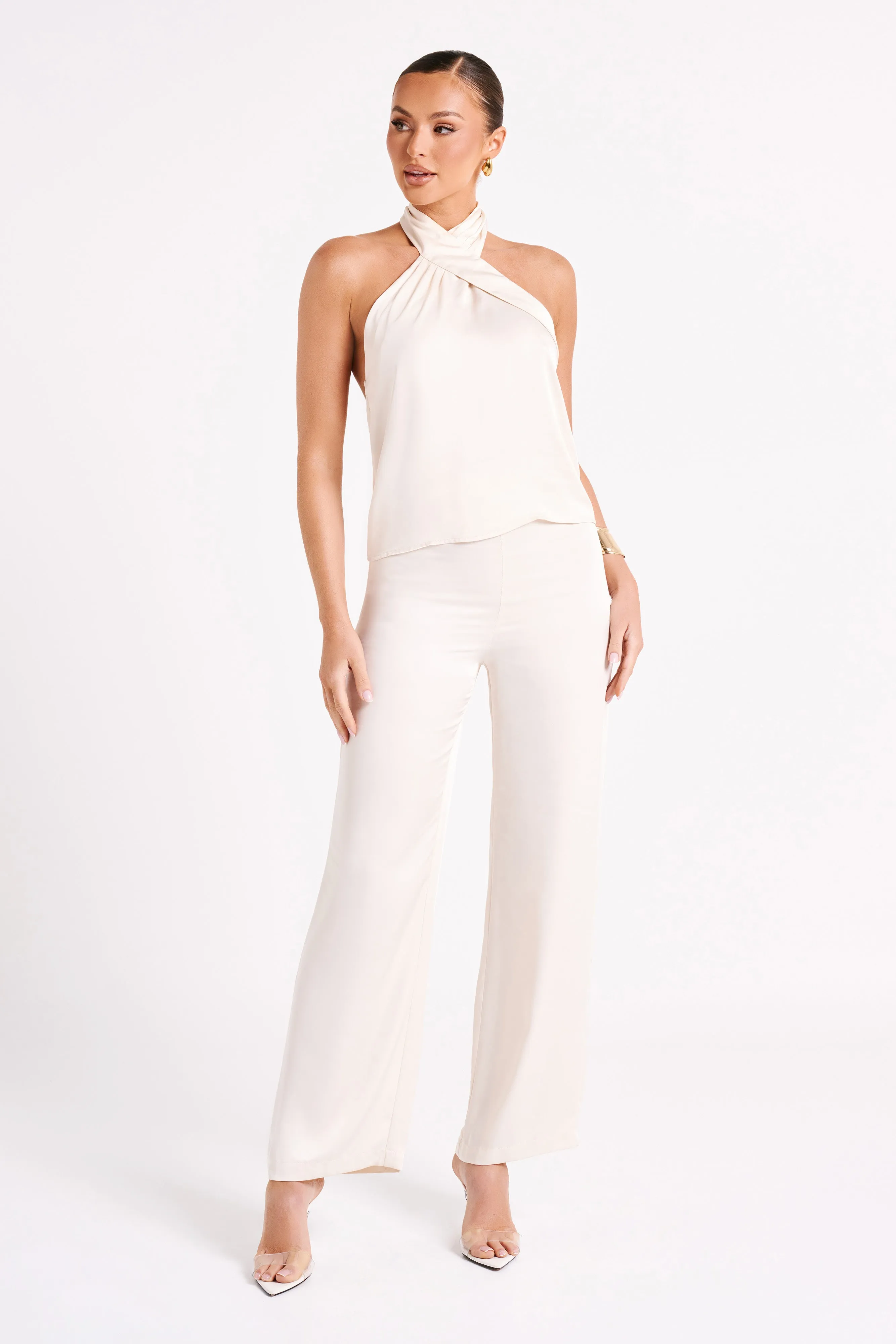 Elisa Satin Halter Top - Sand sold by Meshki product image thumbnail 4