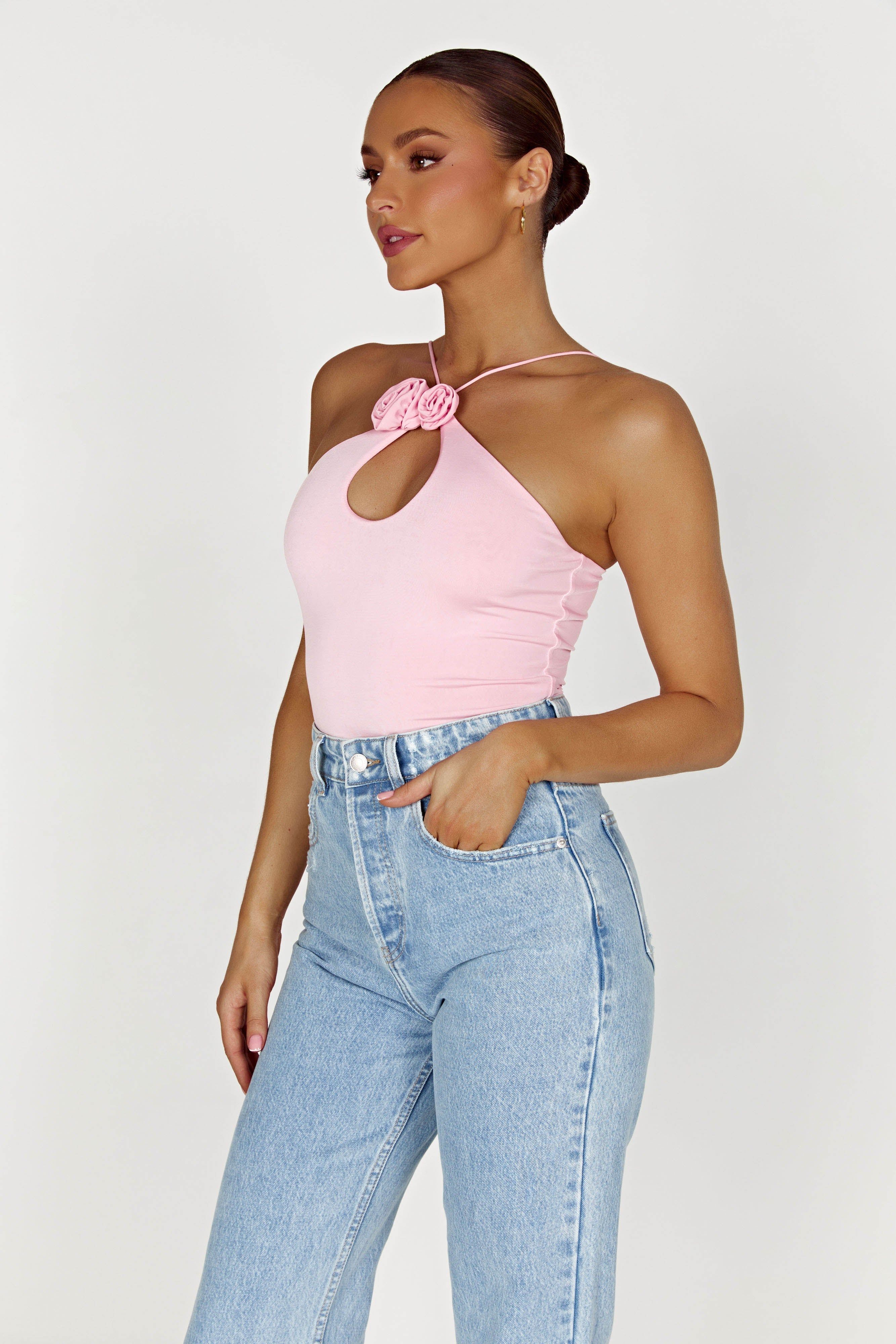 Adeline Rose Halter Top - Baby Pink sold by Meshki product image thumbnail 5