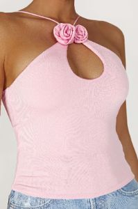Adeline Rose Halter Top - Baby Pink sold by Meshki