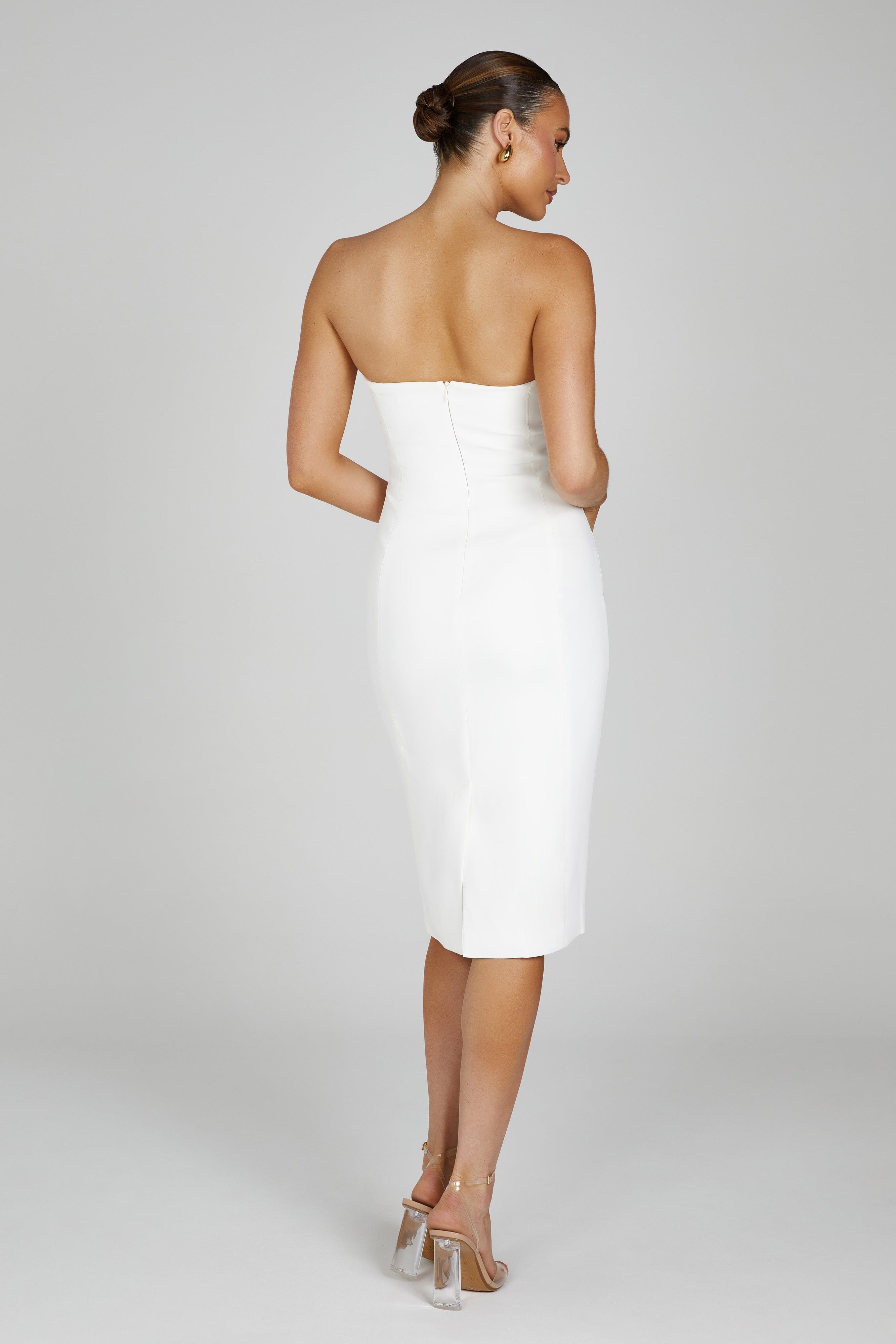 Marianne Strapless Crepe Midi Dress - White sold by Meshki product image thumbnail 2