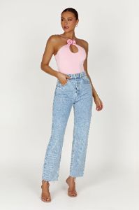 Adeline Rose Halter Top - Baby Pink sold by Meshki