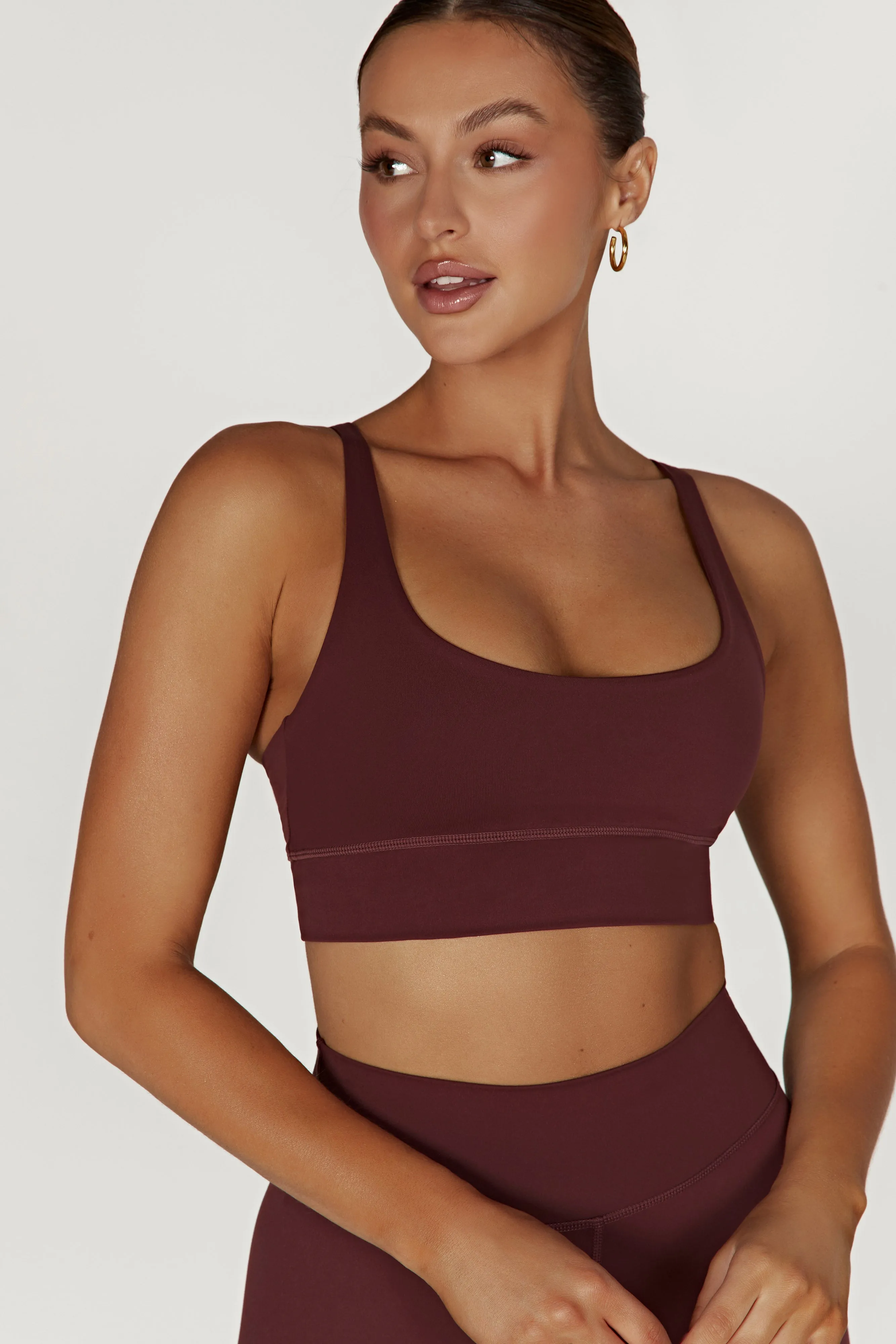 Elise V Back Cami Crop Top - Mahogany sold by Meshki product image thumbnail 2