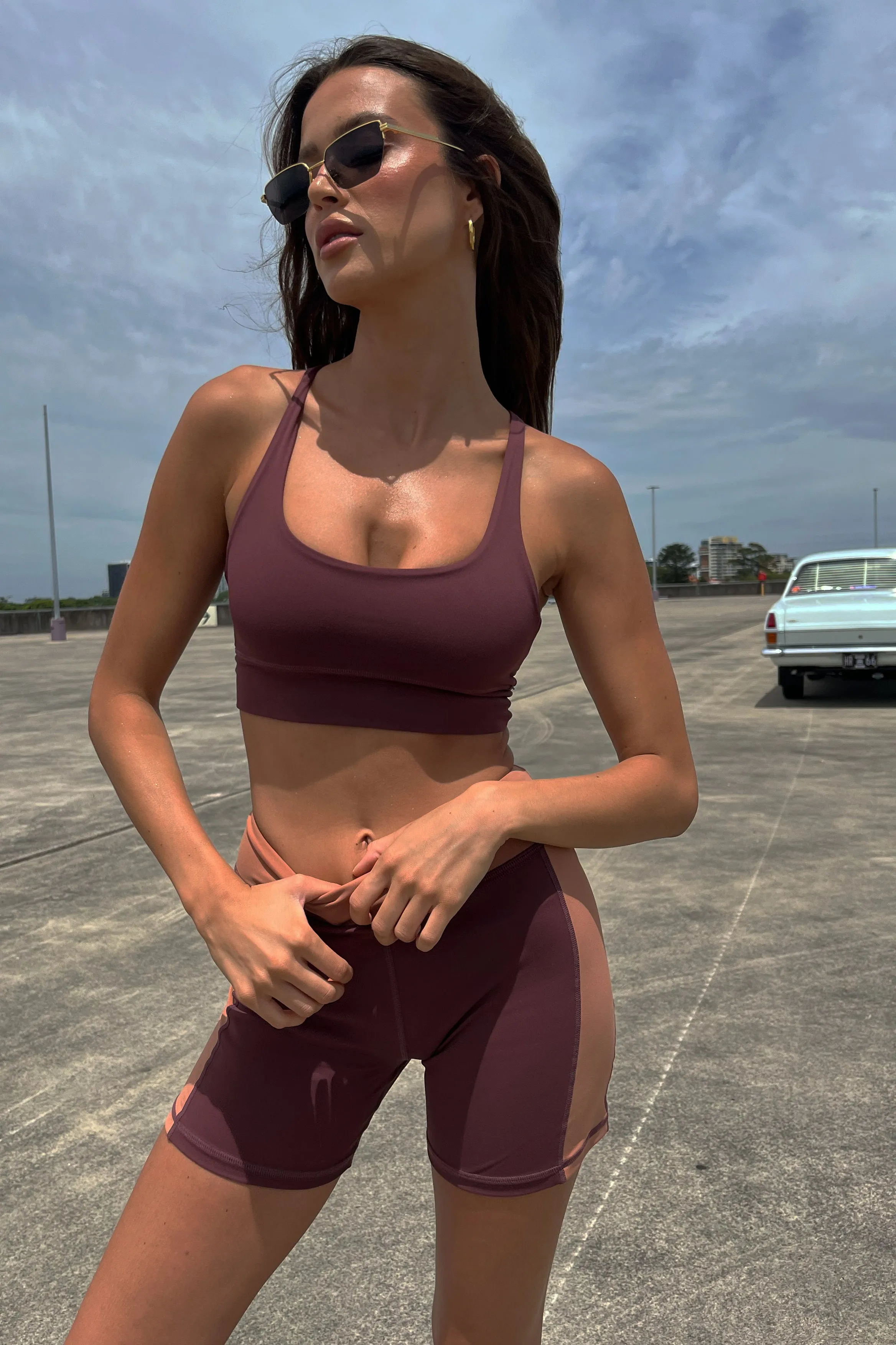 Elise V Back Cami Crop Top - Mahogany sold by Meshki