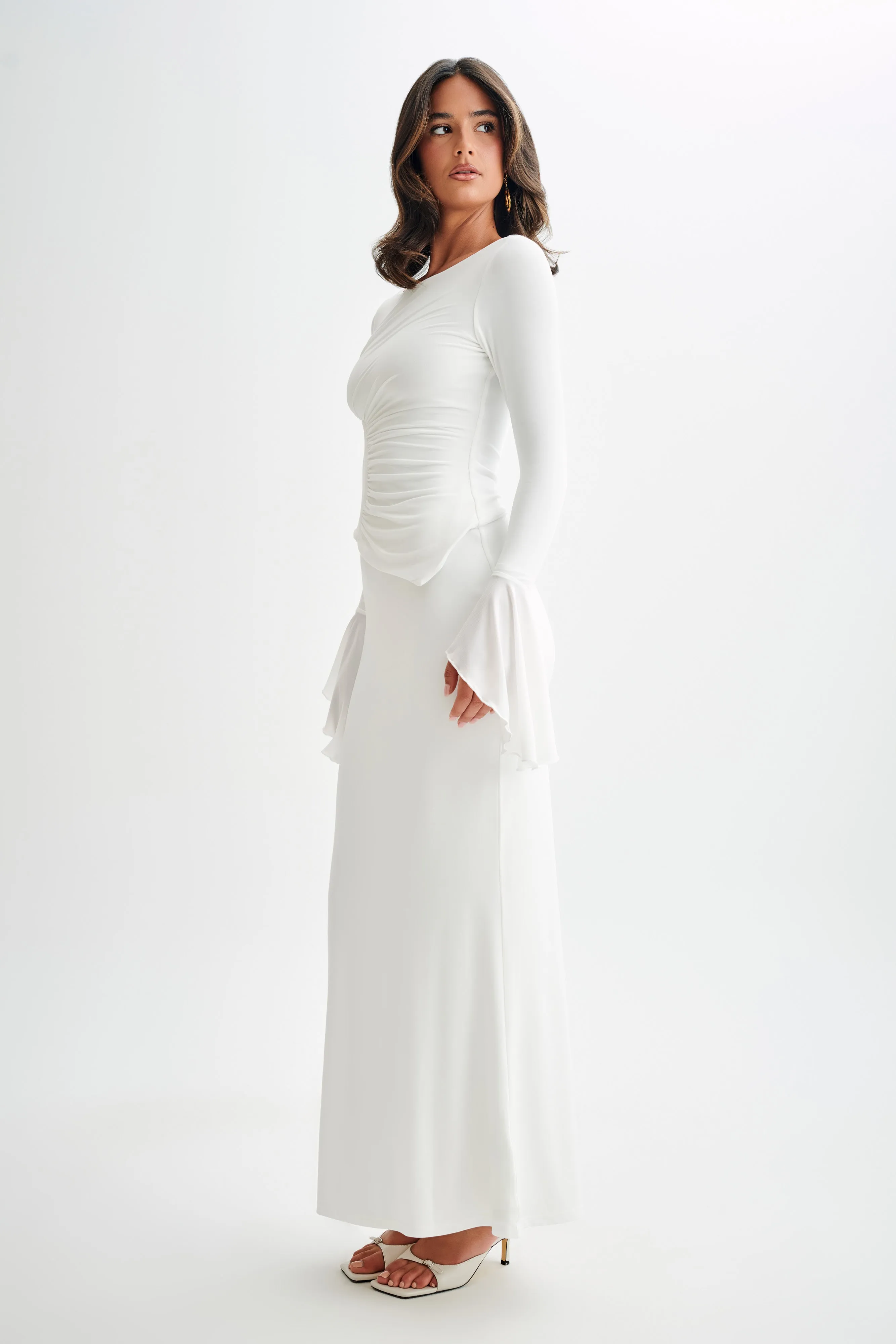 Bruna Slinky Fishtail Maxi Skirt - White sold by Meshki product image thumbnail 5