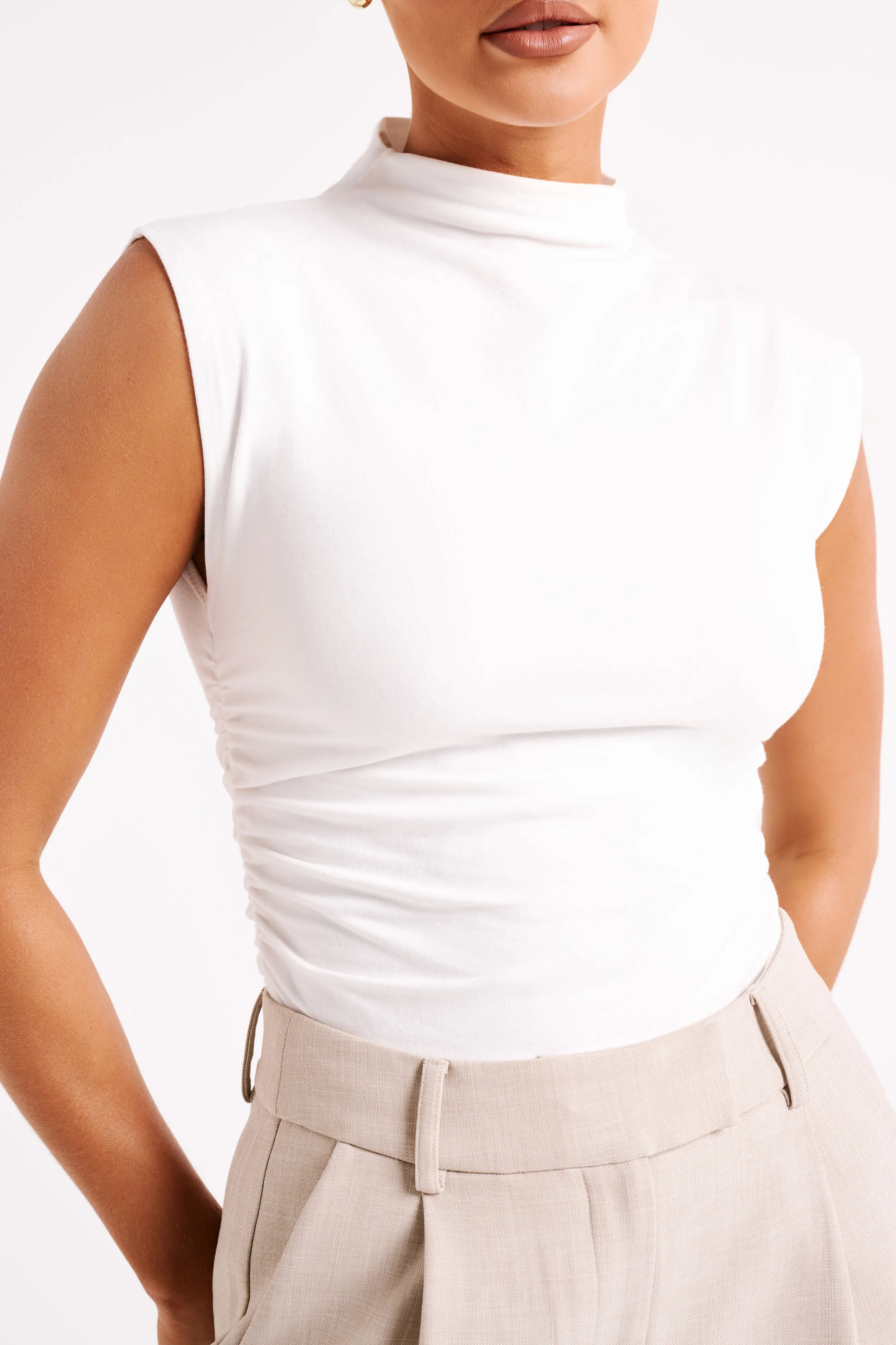 Kimber High Neck Sleeveless Top - White sold by Meshki product image thumbnail 2