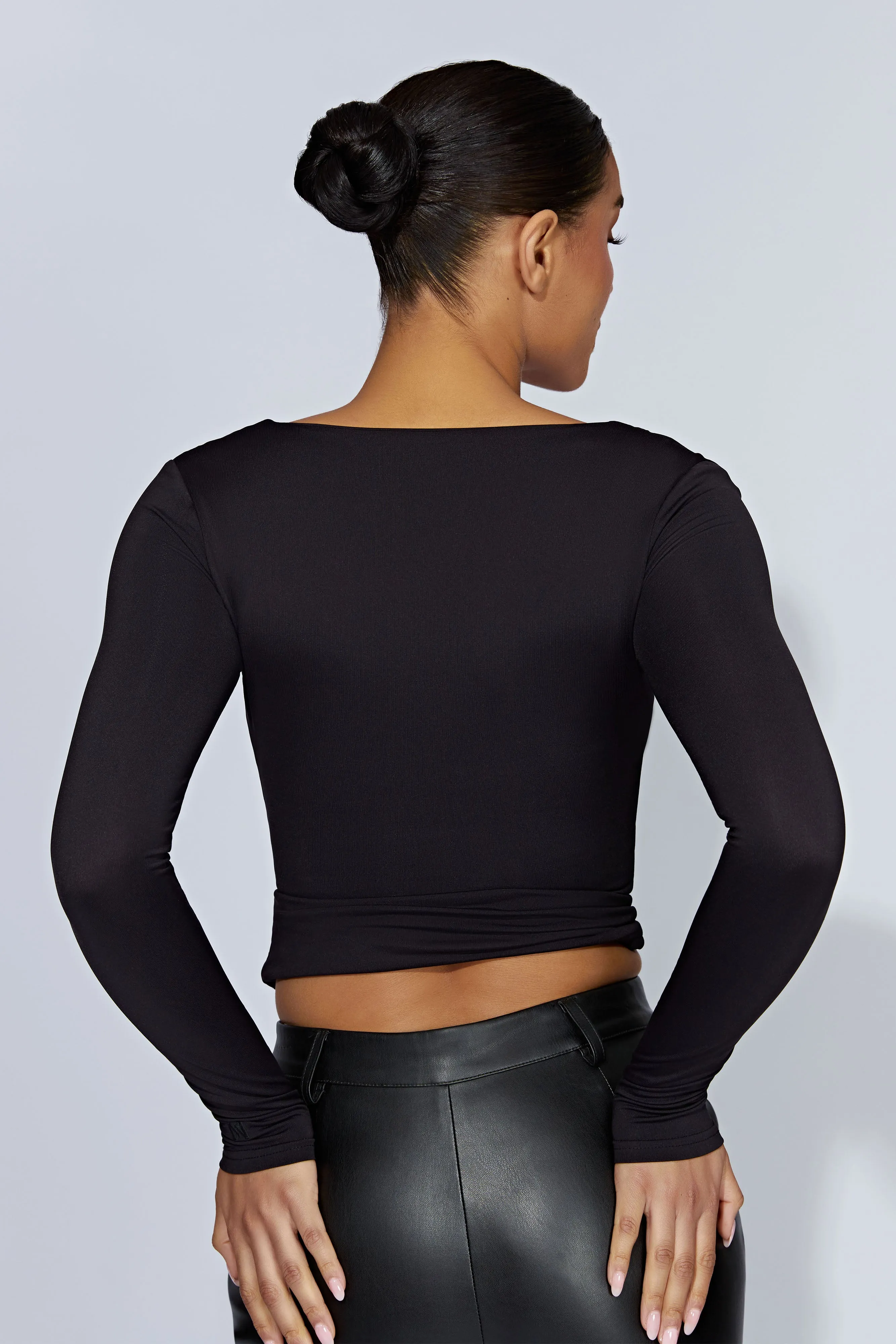 Heather Scooped Long Sleeve Top - Black sold by Meshki product image thumbnail 2