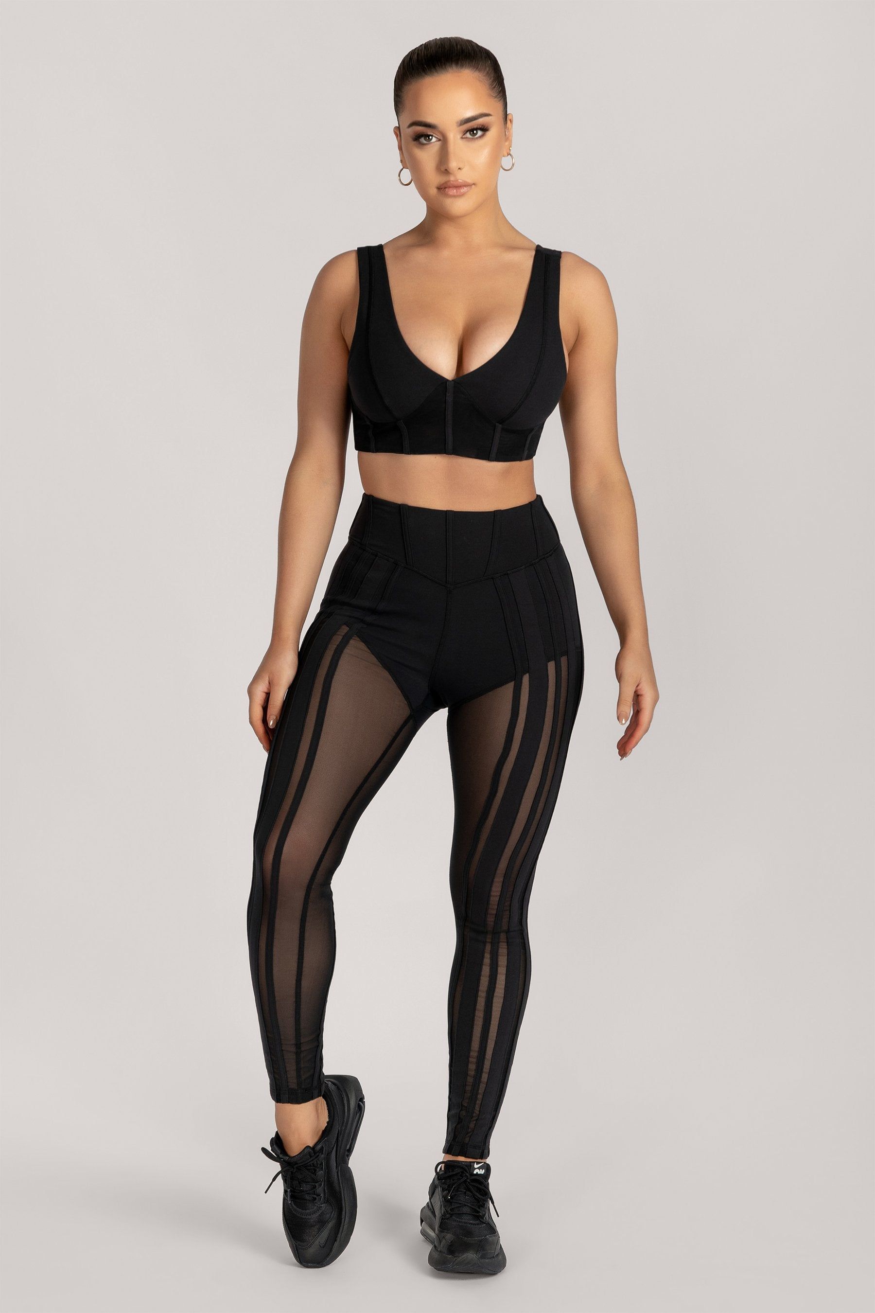 Dion Mesh Pannelled Leggings - Black sold by Meshki product image thumbnail 4