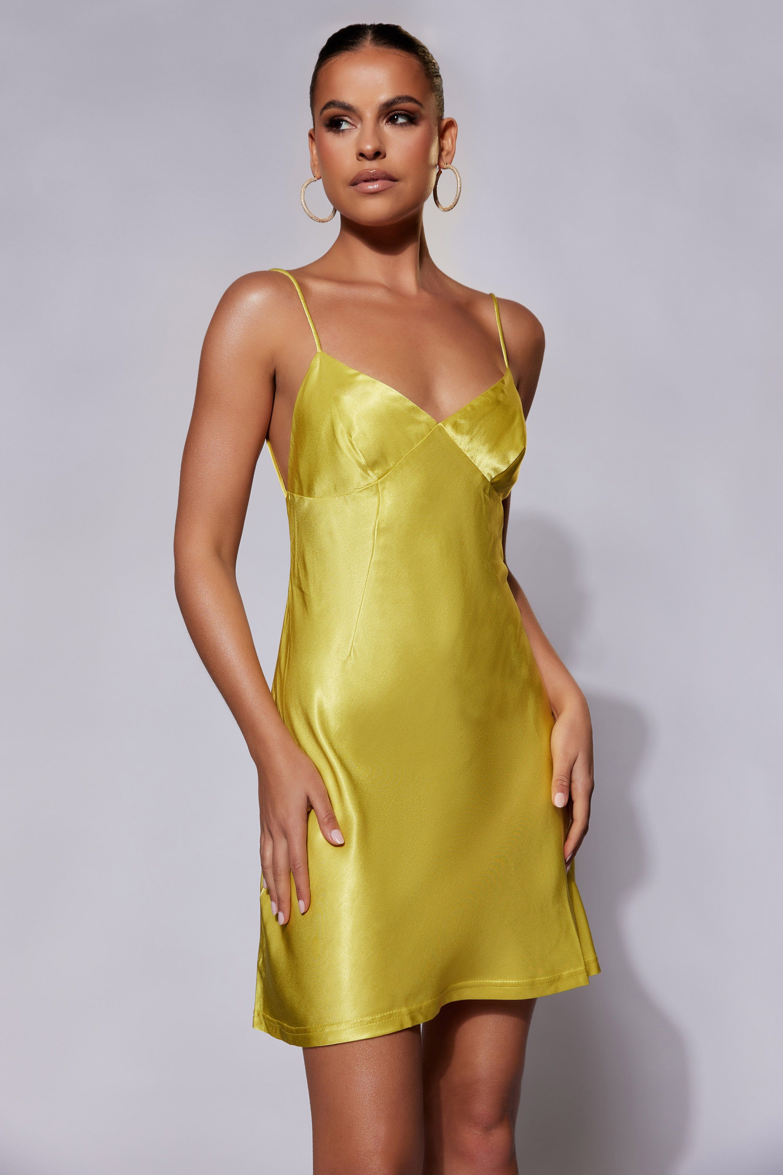 Porter Mini Slip Dress - Chartreuse sold by Meshki product image thumbnail 7