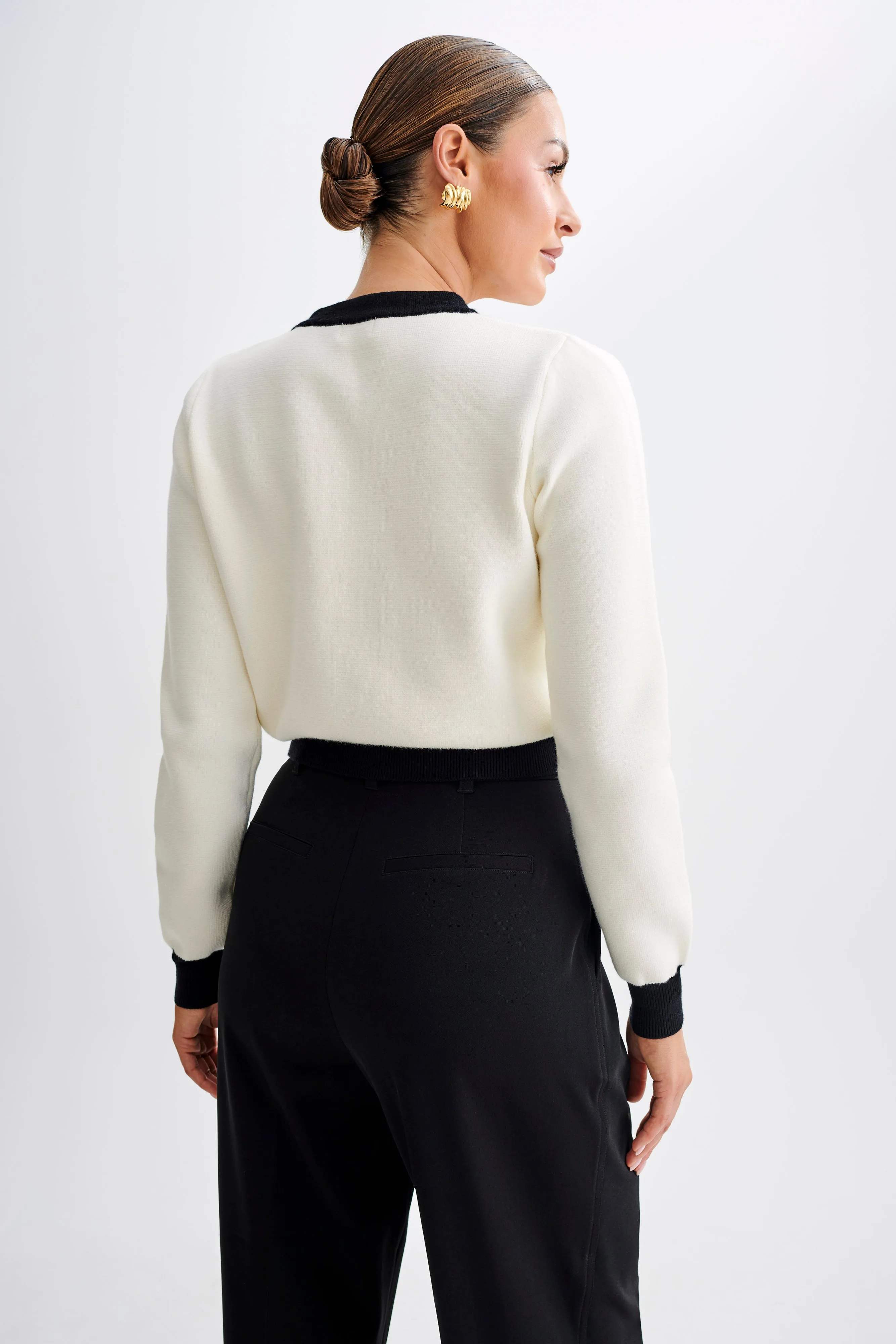 Tabitha Contrast Knit Cardigan - Ivory sold by Meshki product image thumbnail 5