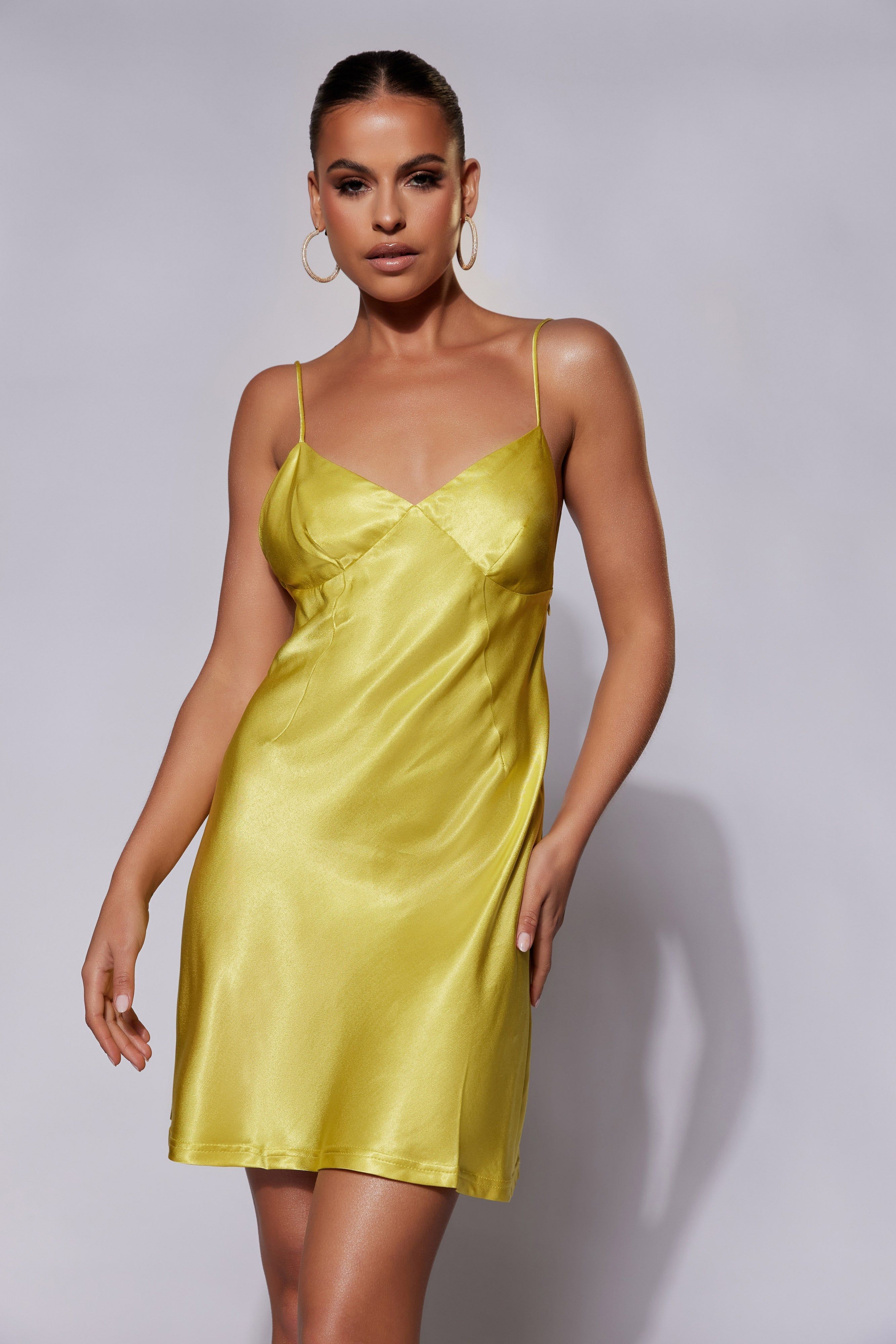 Porter Mini Slip Dress - Chartreuse sold by Meshki product image thumbnail 5