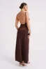 Kamala Low Back Satin Maxi Dress - Dark Chocolate sold by Meshki