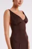 Kamala Low Back Satin Maxi Dress - Dark Chocolate sold by Meshki