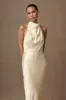 Esther Iridescent Satin Cowl Maxi Dress - Lemon Sorbet sold by Meshki