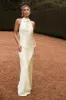 Esther Iridescent Satin Cowl Maxi Dress - Lemon Sorbet sold by Meshki