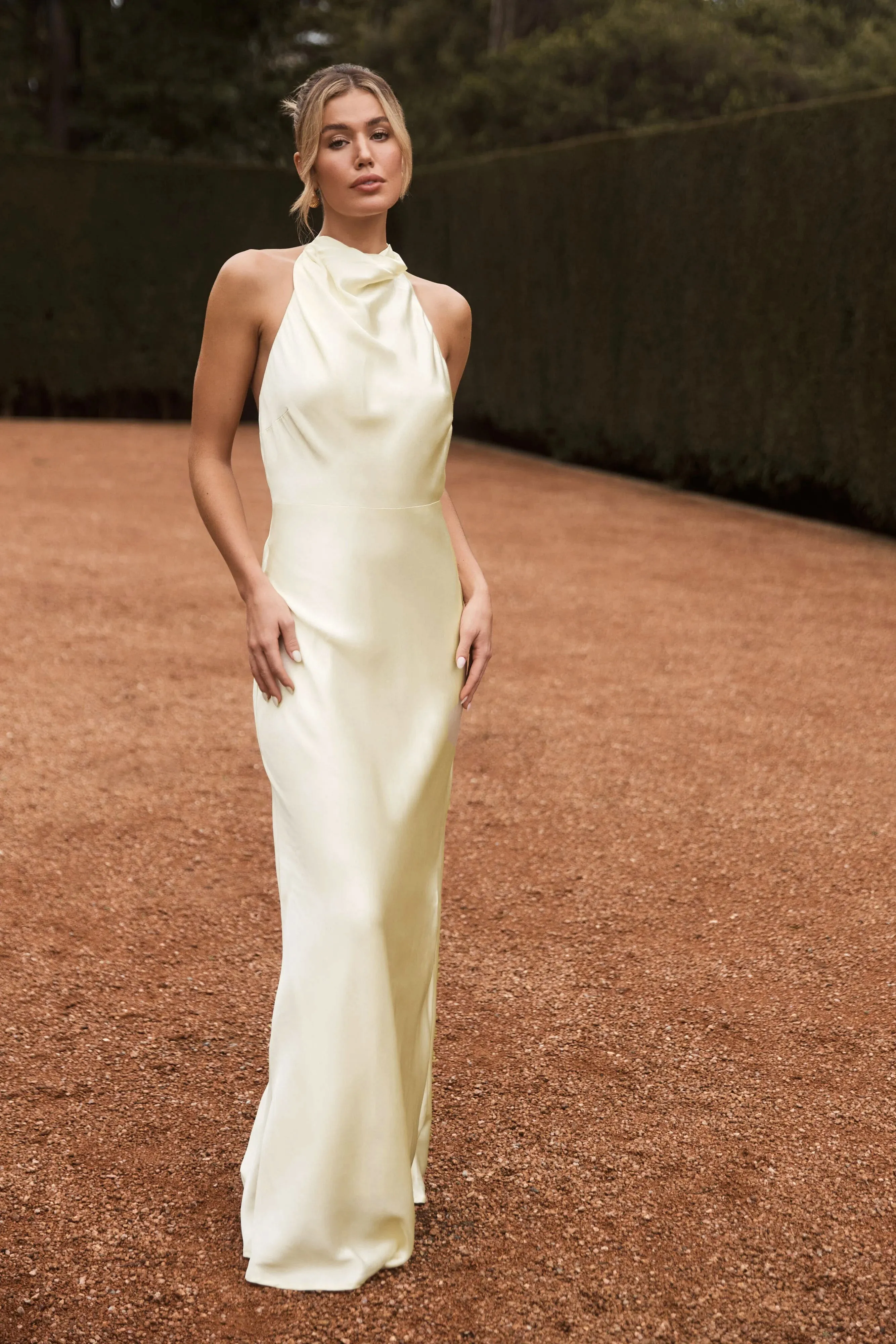 ぴのこ　andresd satin dress STAUD Cadence embellished satin maxi dress | NET-A-PORTER