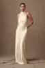 Esther Iridescent Satin Cowl Maxi Dress - Lemon Sorbet sold by Meshki