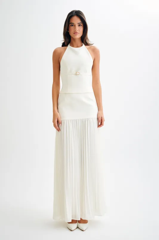Jillian Pleated Maxi Skirt - Ivory sold by Meshki