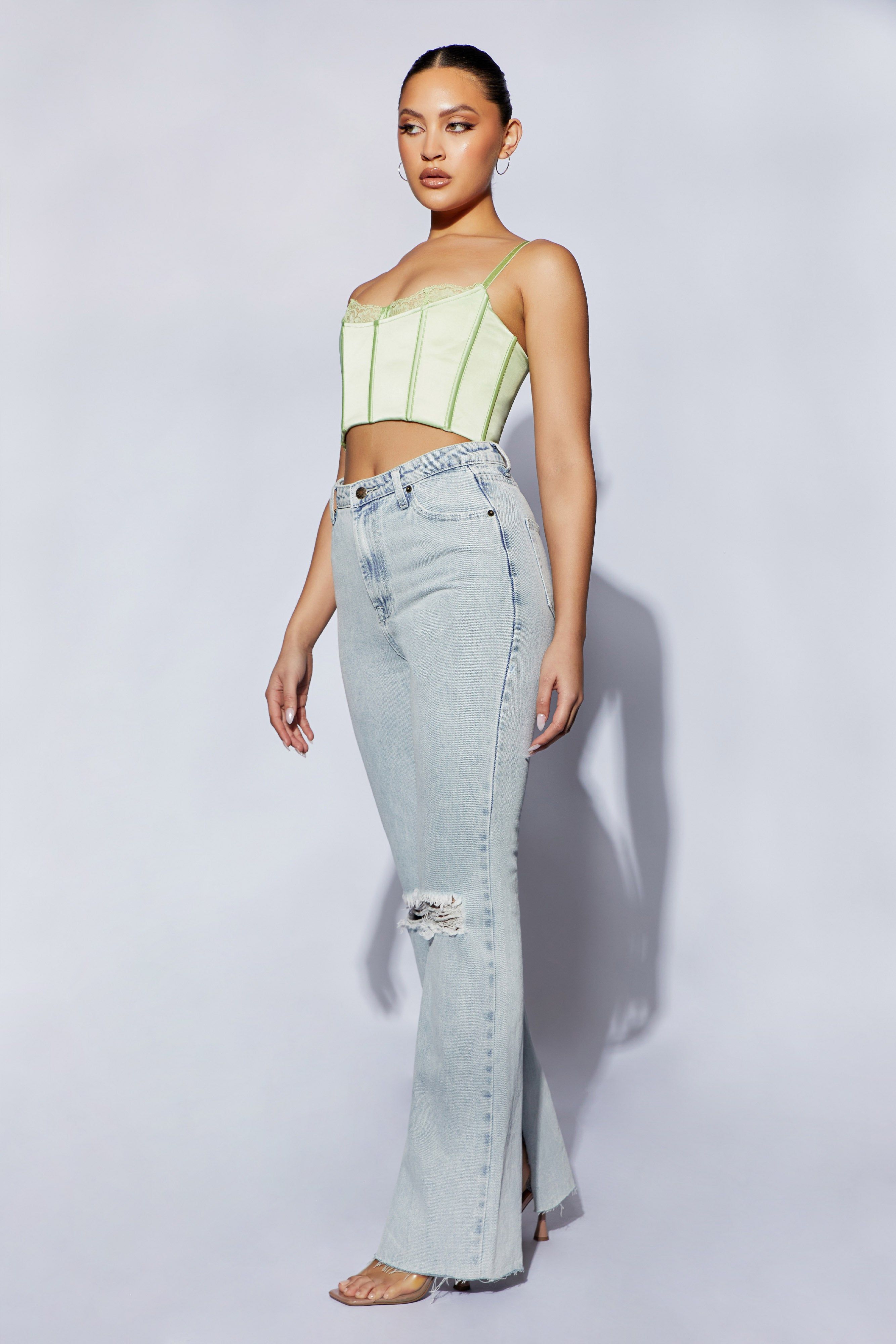 Lake Lace Cami Crop Top - Pistachio Green sold by Meshki product image thumbnail 7