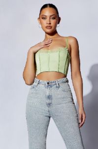 Lake Lace Cami Crop Top - Pistachio Green sold by Meshki