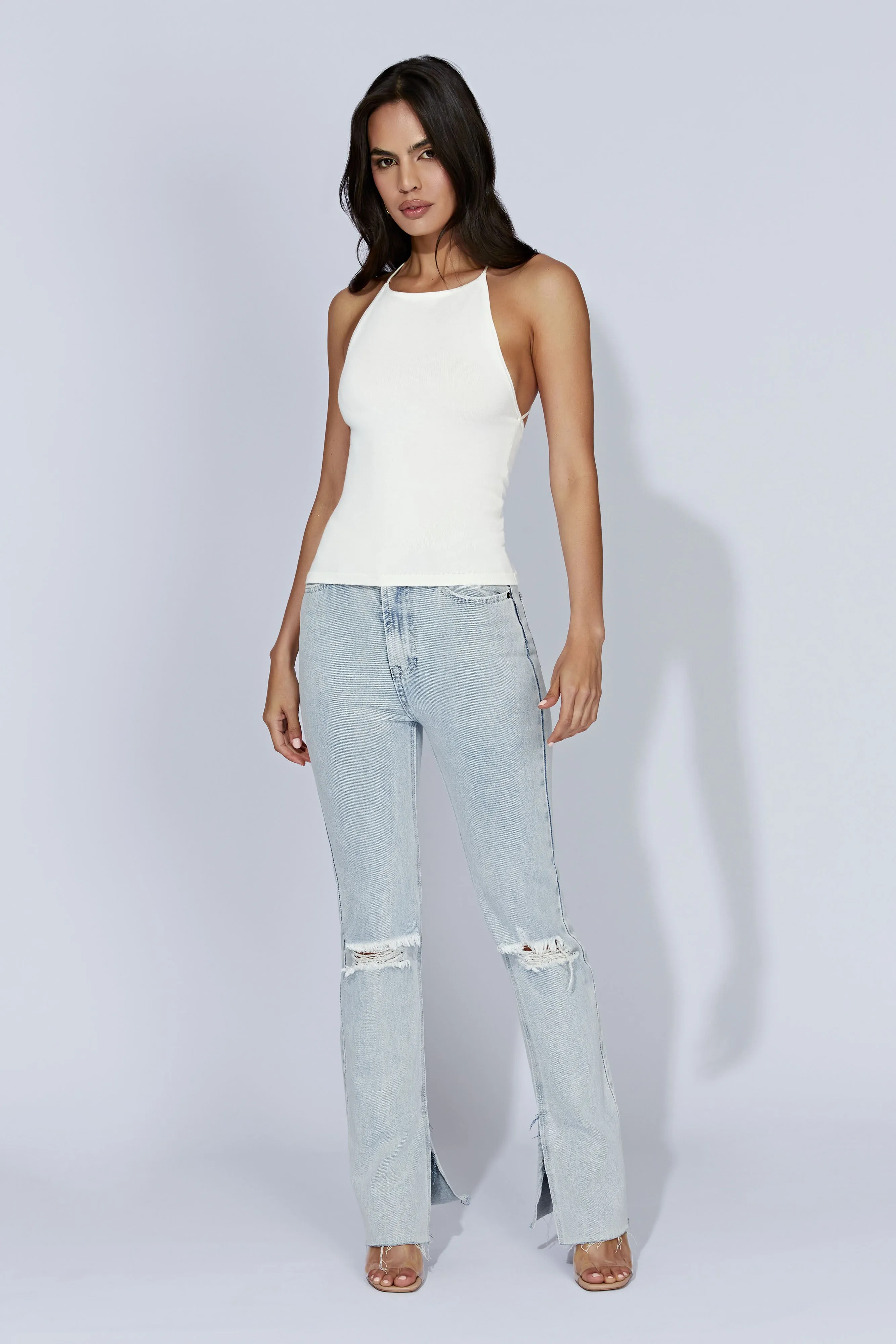 Kelly Long Line Top - Off White sold by Meshki product image thumbnail 5