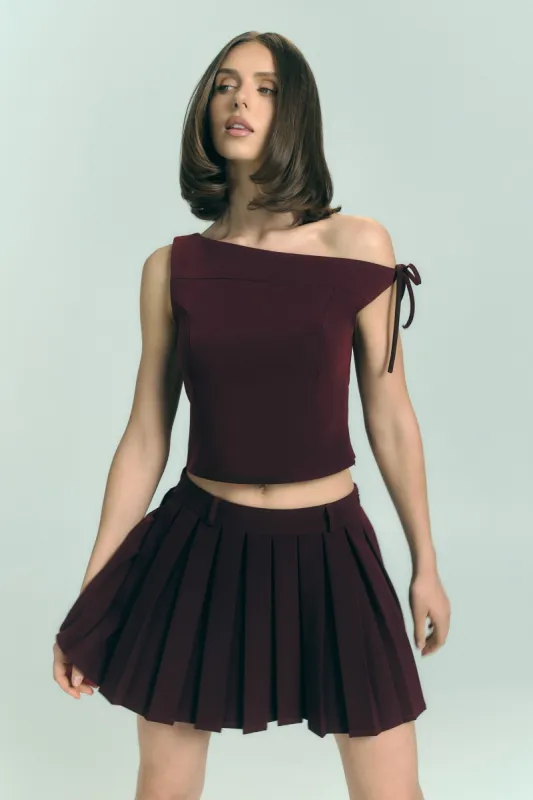 Ramsey Suiting Off Shoulder Top - Plum made by Meshki