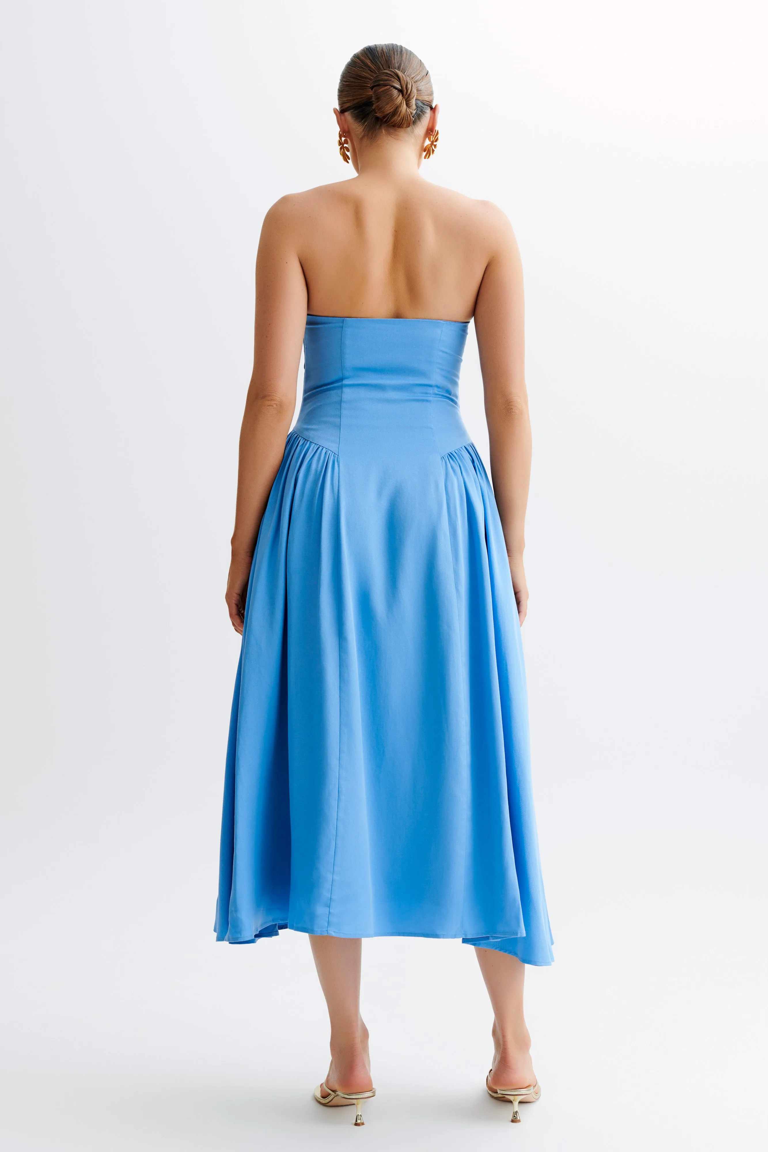 Carmele Cotton Gathered Midi Dress - Iris Blue sold by Meshki product image thumbnail 2