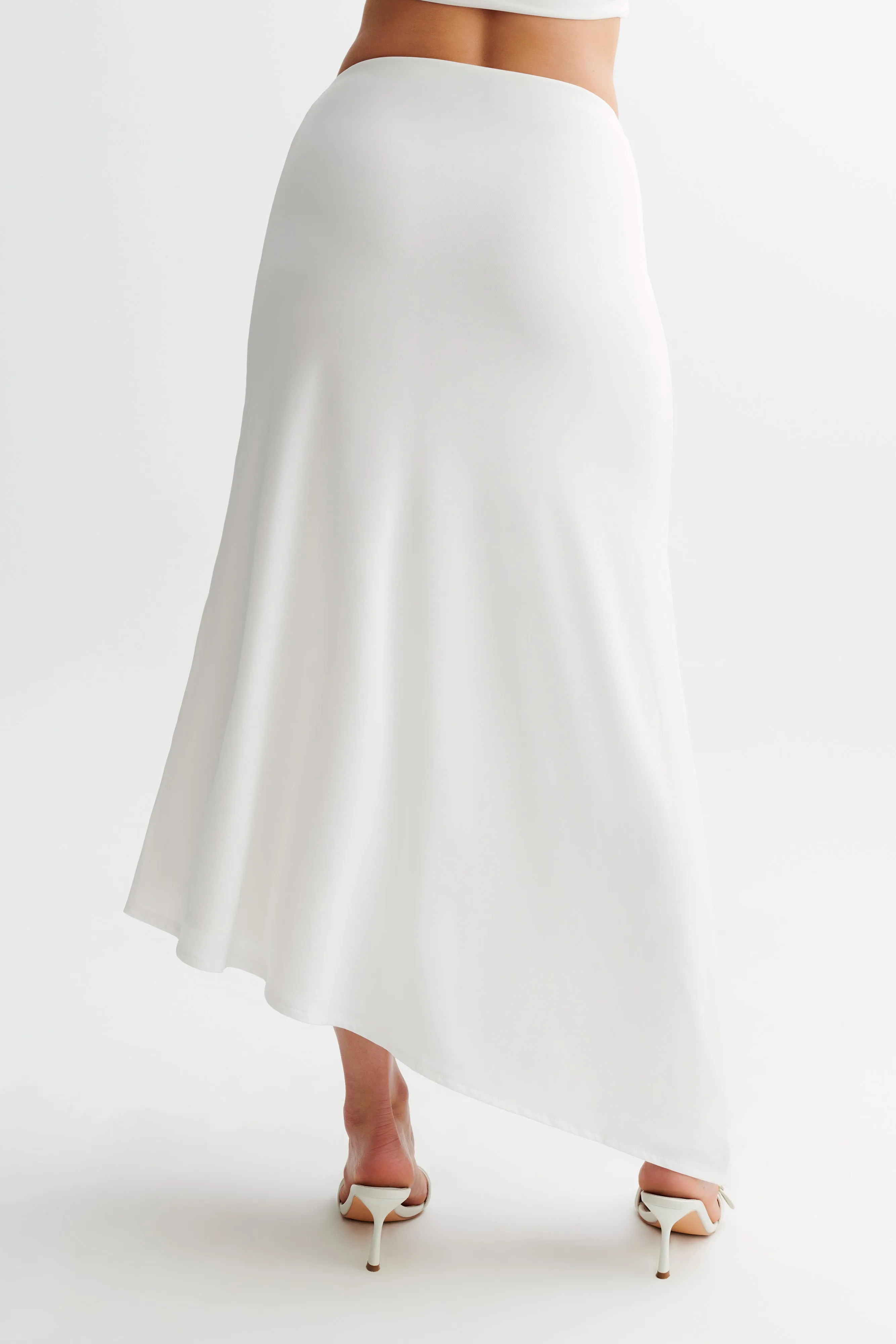 Bea Asymmetrical Slinky Maxi Skirt - White sold by Meshki product image thumbnail 2