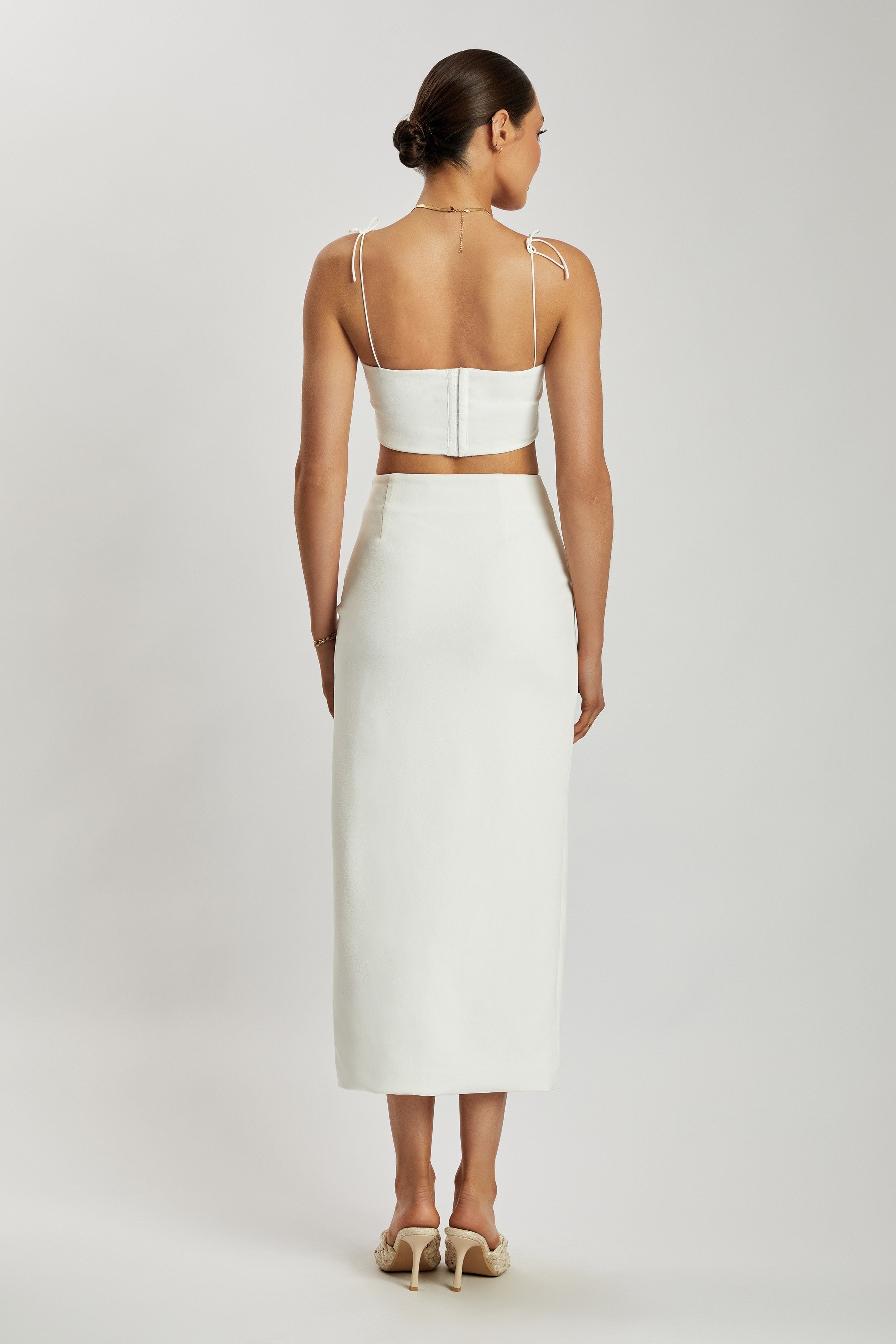 Arla High Waist Thigh Split Crepe Maxi Skirt - White sold by Meshki product image thumbnail 10