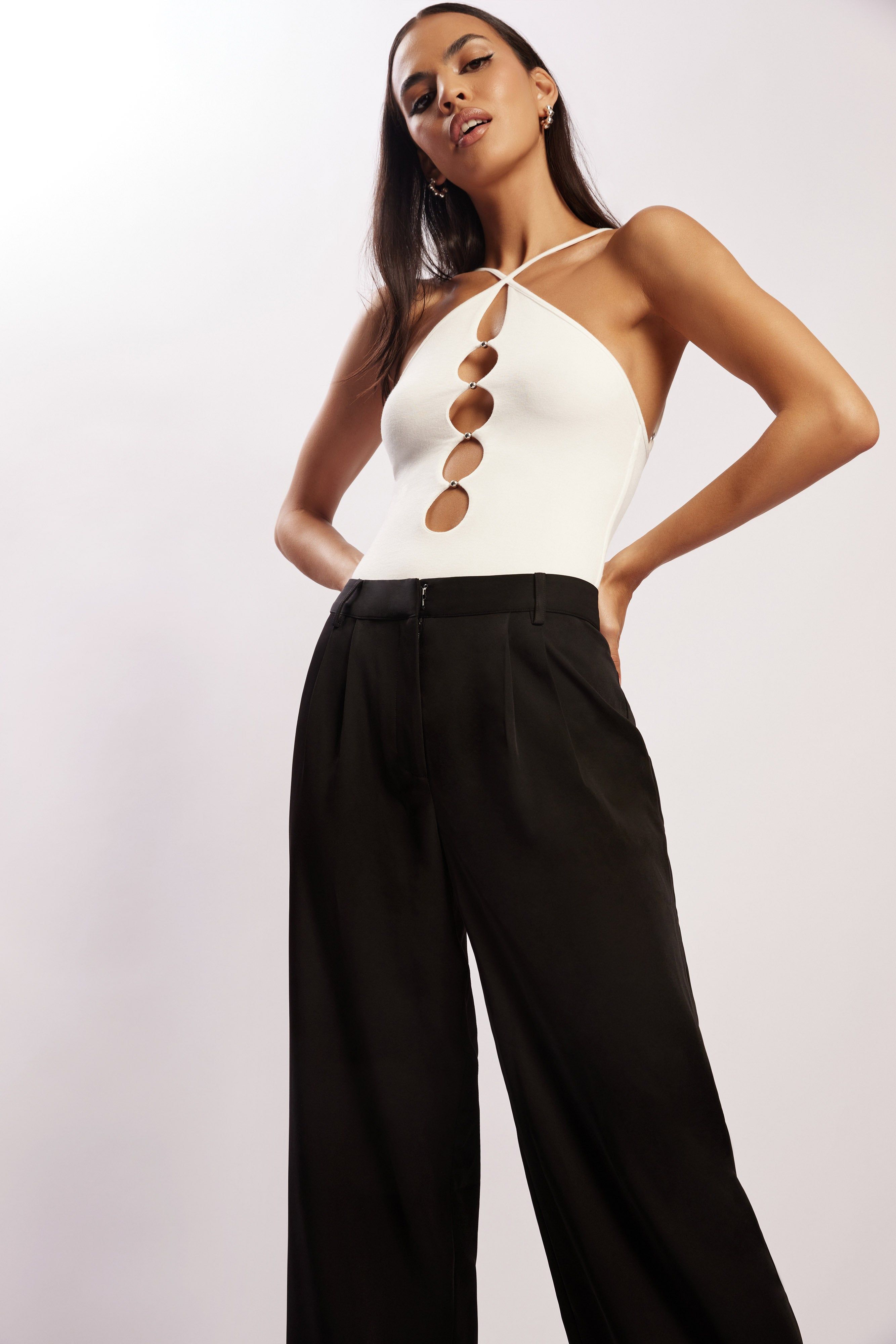 Etta Beaded Cutout Bodysuit - White sold by Meshki product image thumbnail 4