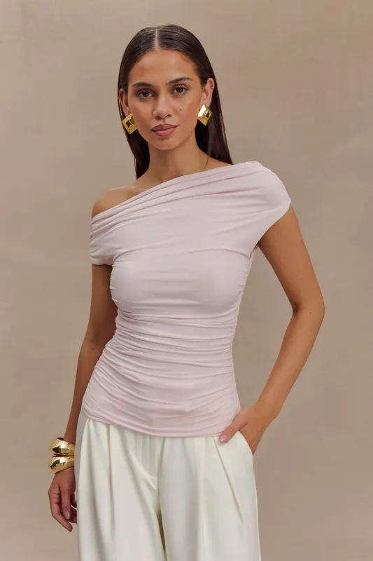 Alayna Slinky Ruched Top - Powder Pink sold by Meshki